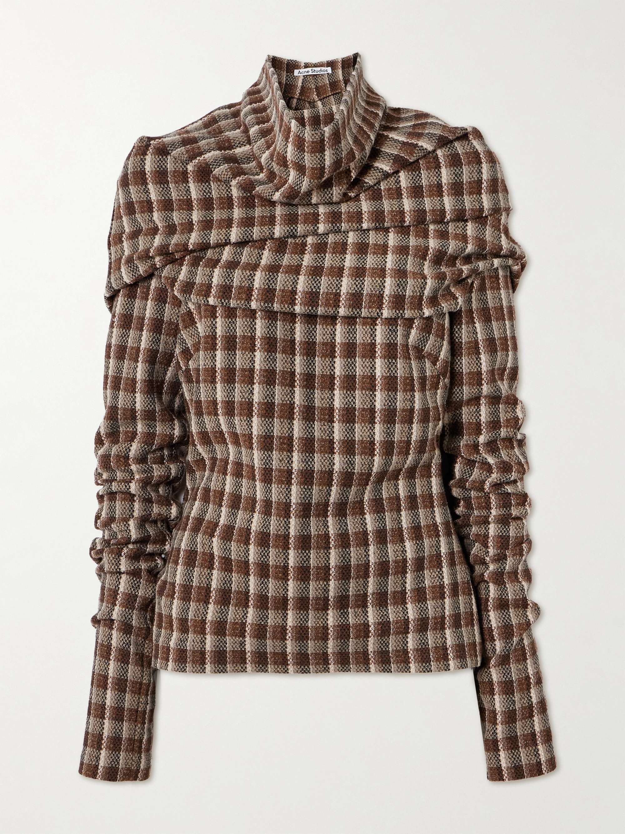 Gathered checked tweed blouse view