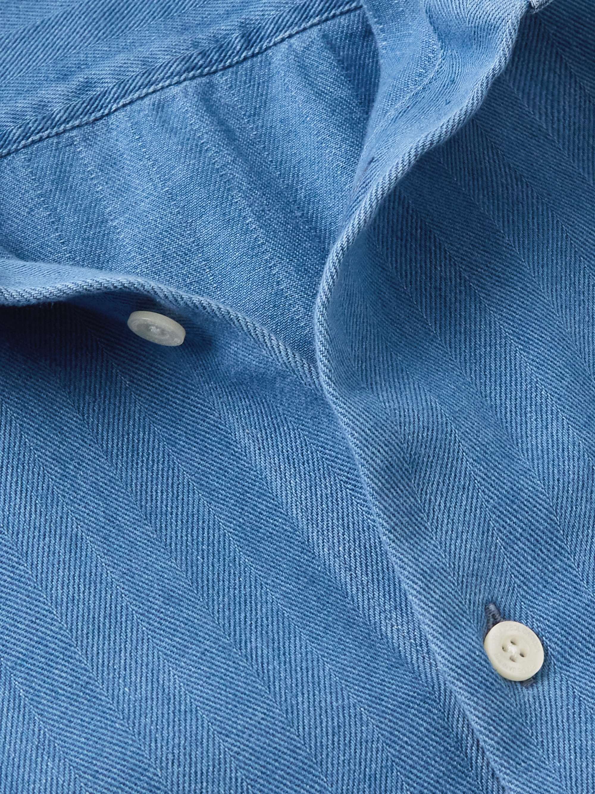Emilio Herringbone Cotton-Twill Shirt view