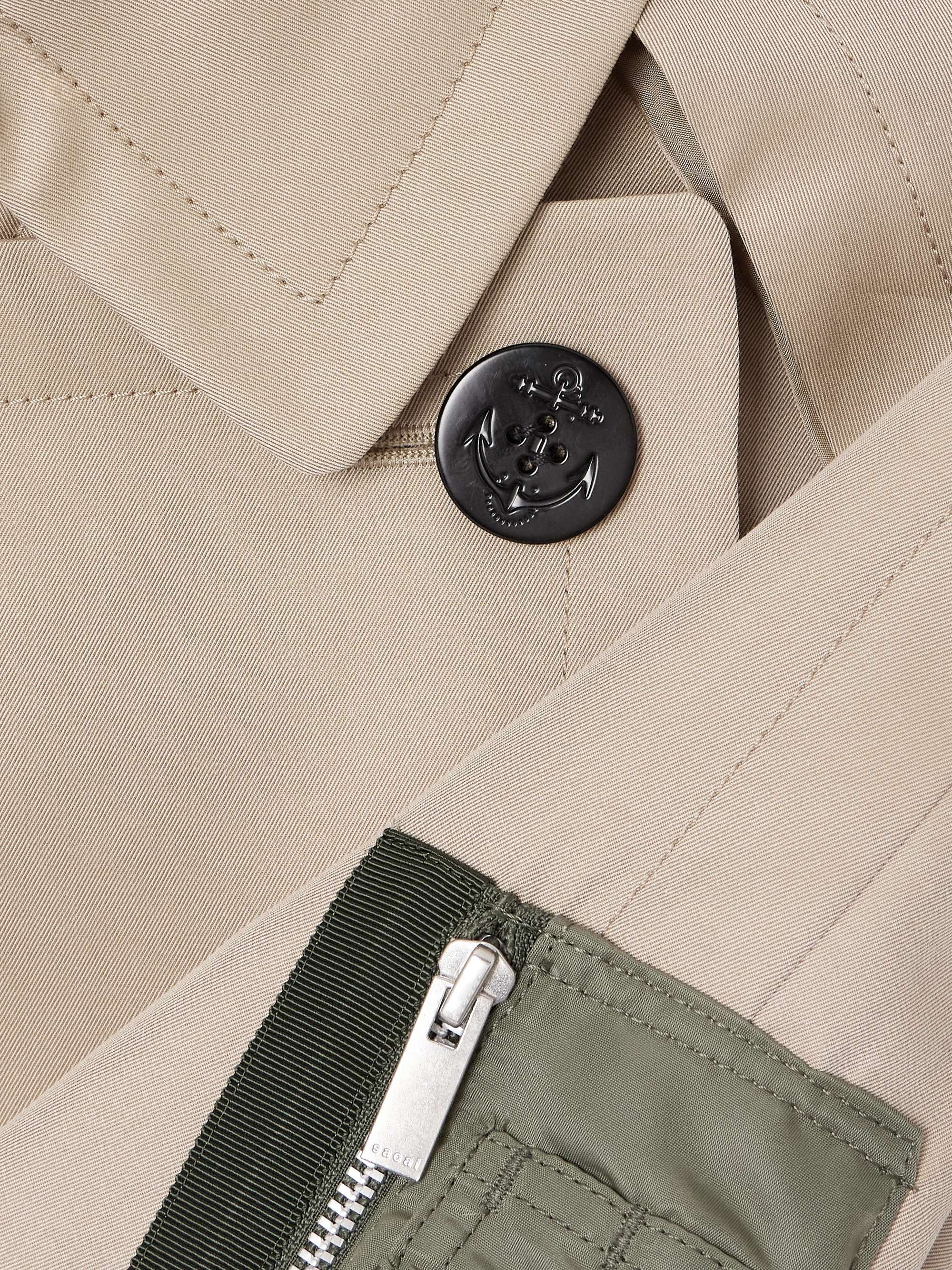 Layered shell-trimmed cotton-blend gabardine and knitted jacket view