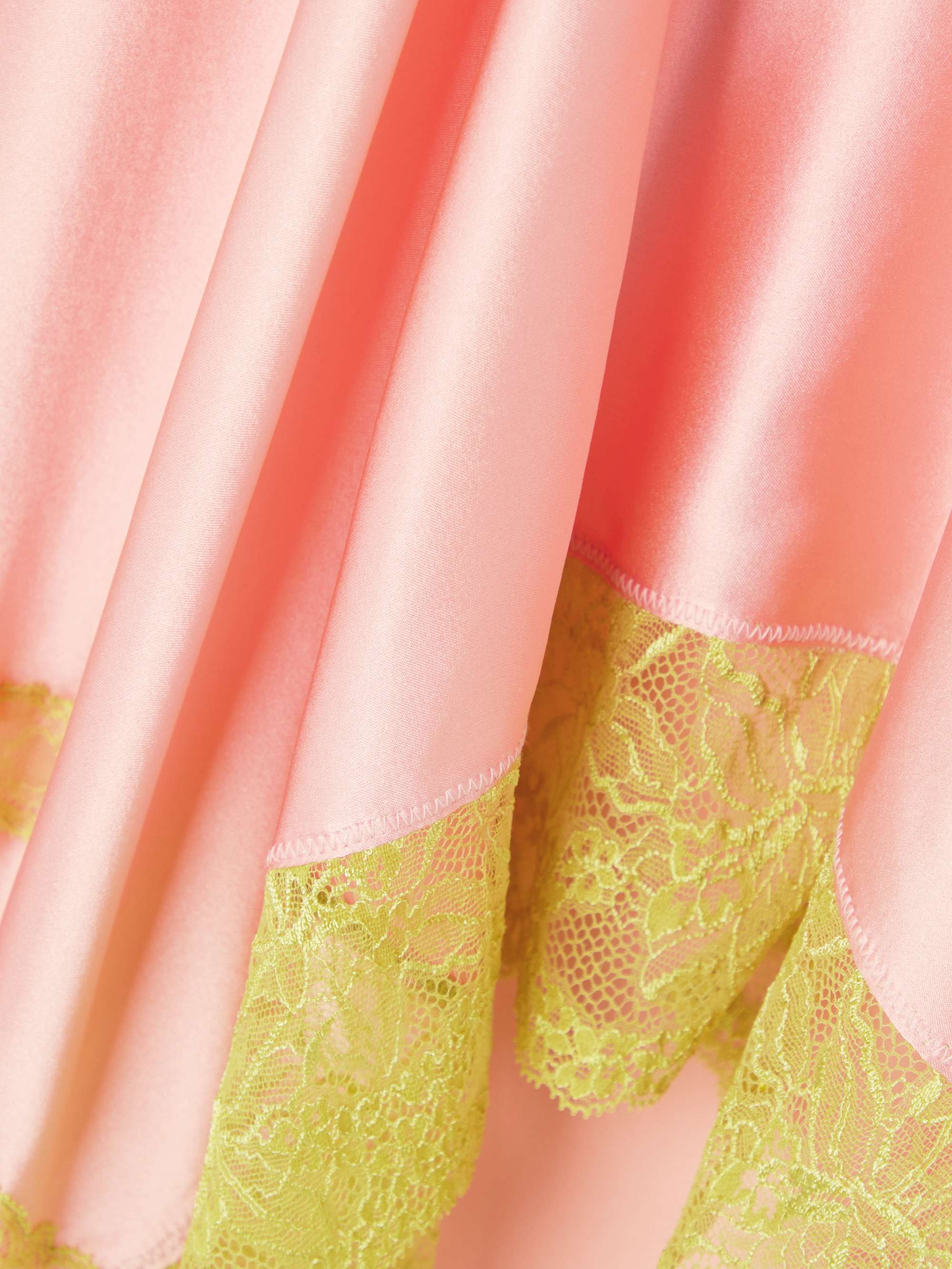 Asymmetric lace-trimmed silk-blend satin skirt view