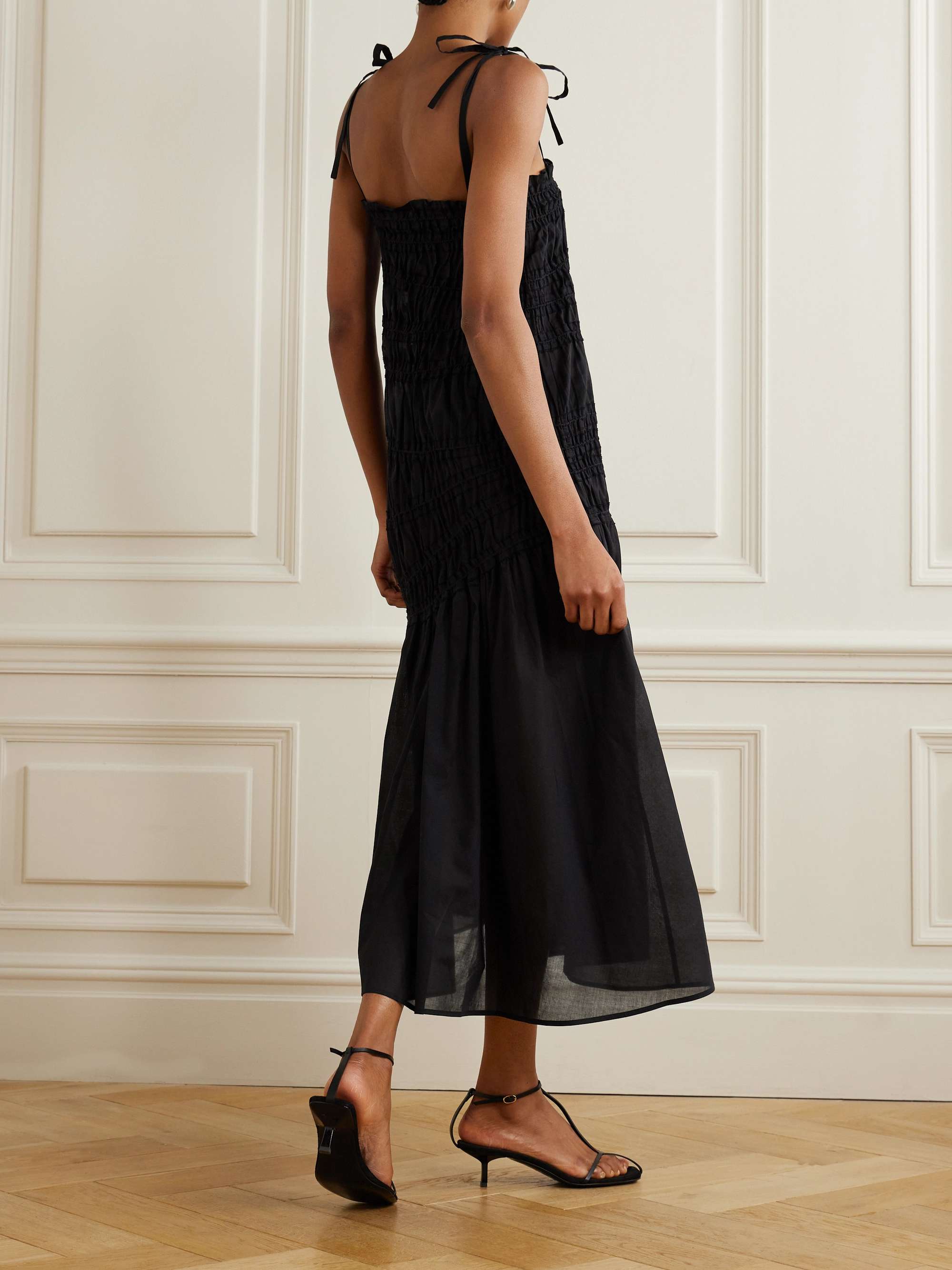 Smocked cotton-voile midi dress view