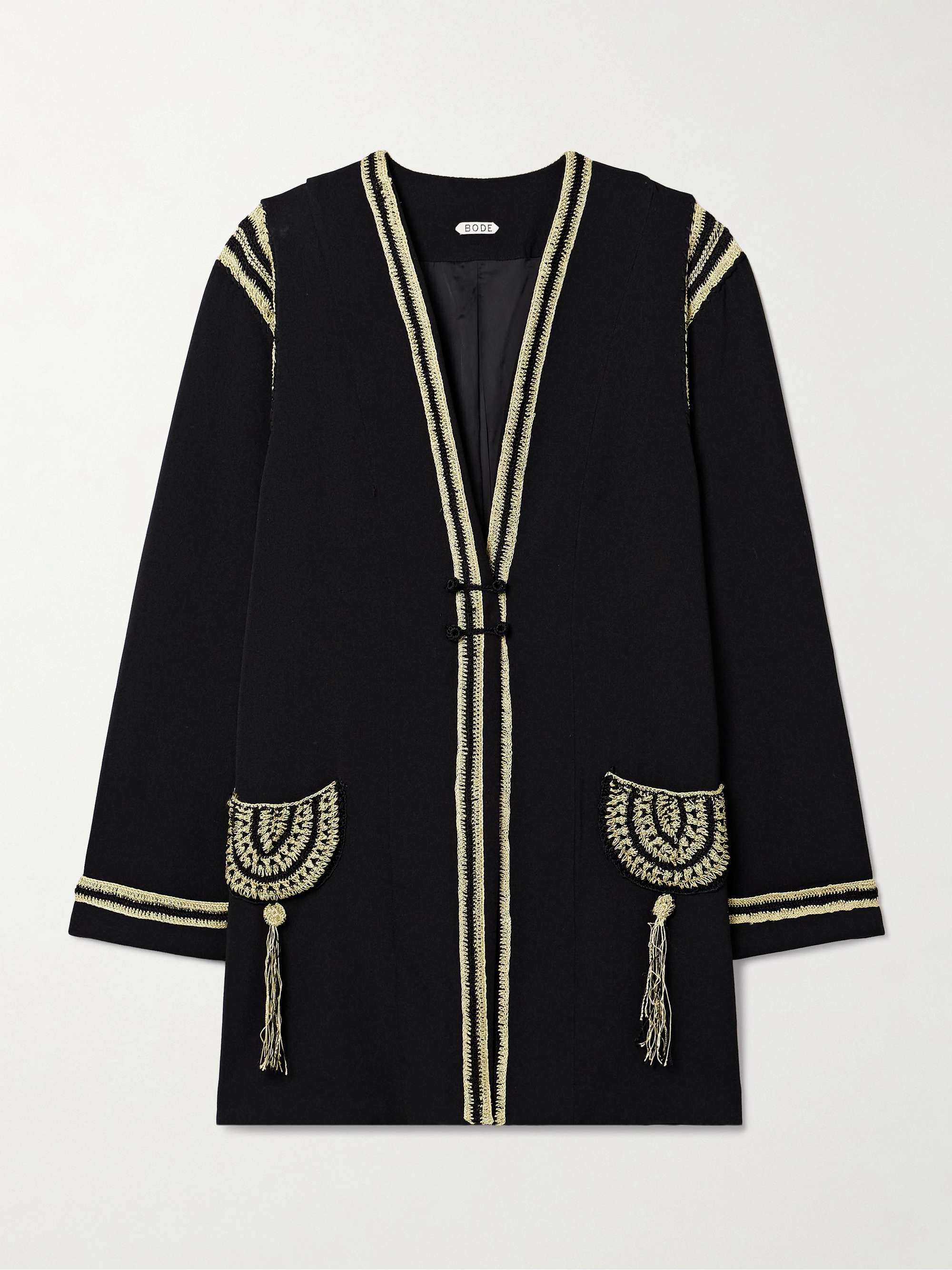 Weedy crochet-trimmed crepe jacket view