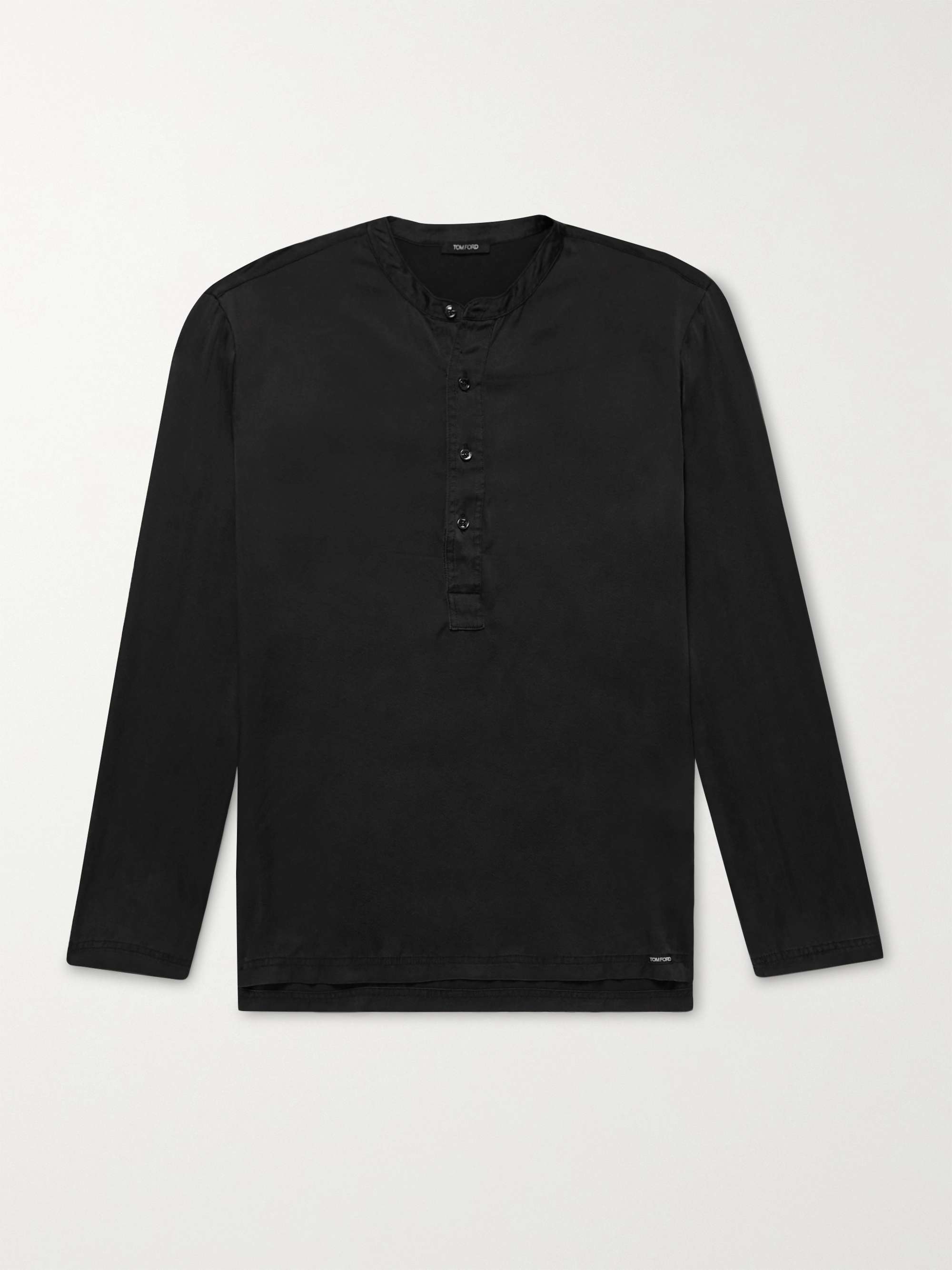 Stretch-Silk Satin Henley Pyjama Top view