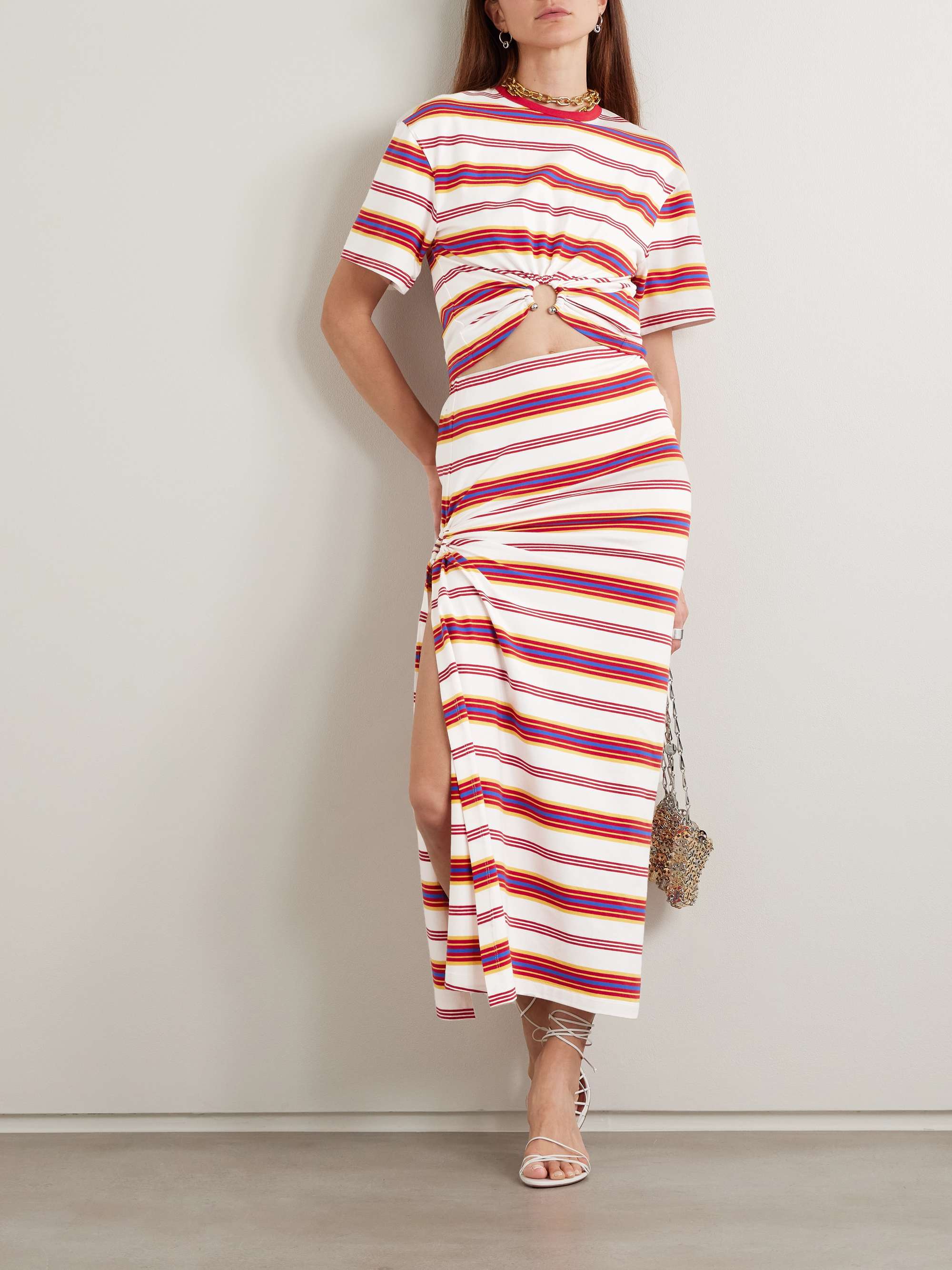 Embellished striped stretch-jersey maxi skirt view