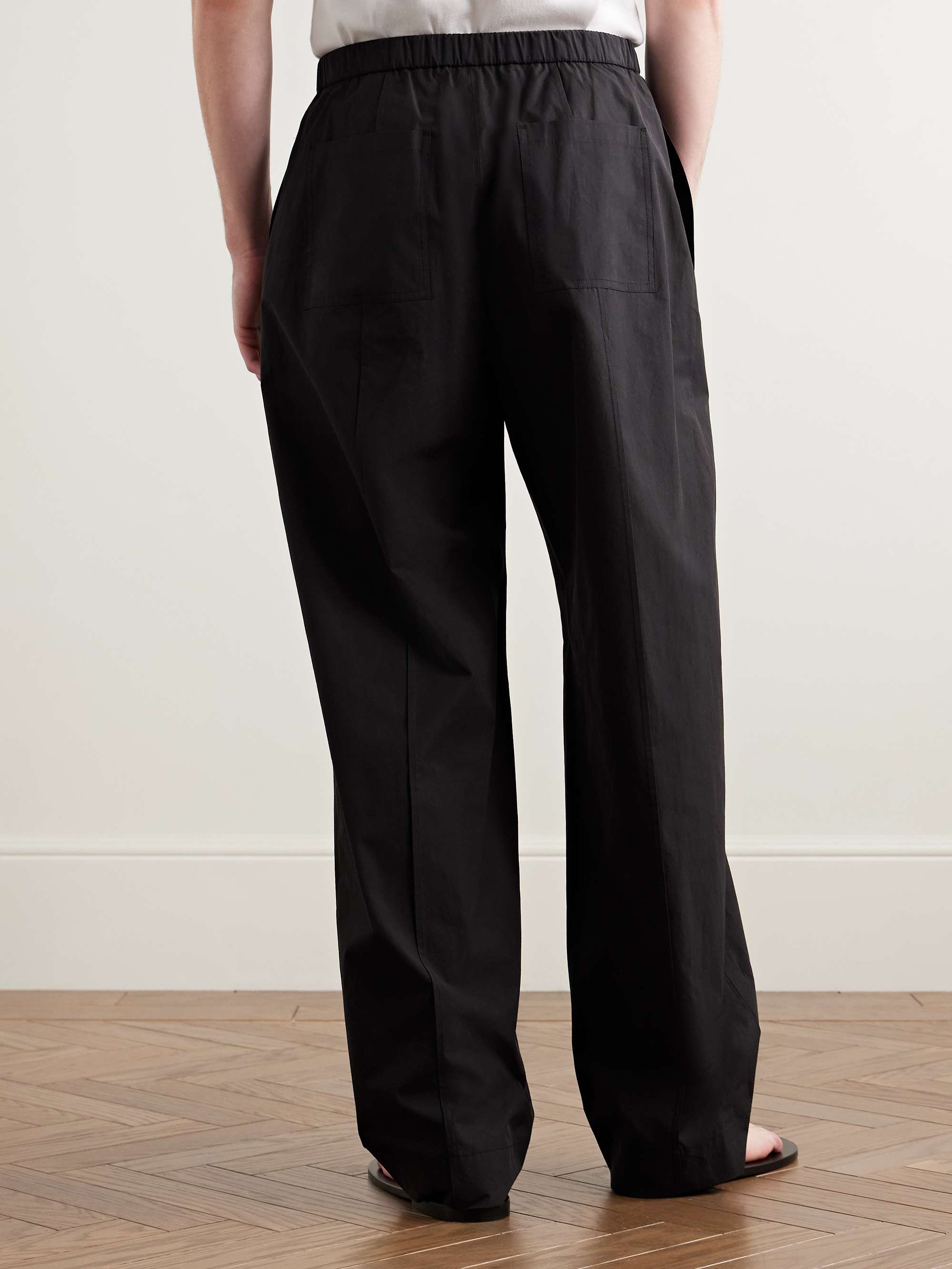 Straight-Leg Belted Pleated Poplin Trousers view