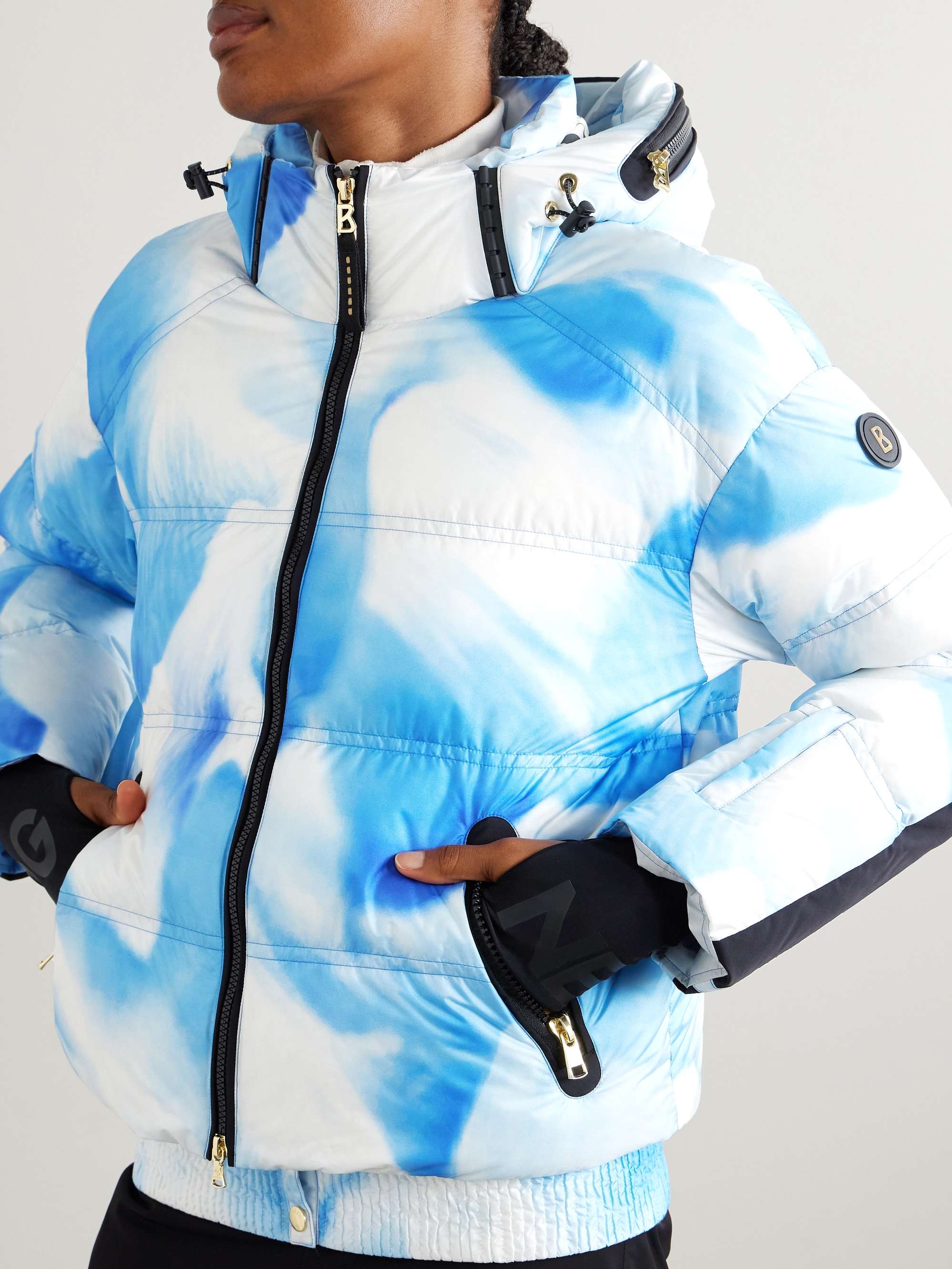 Kelly hooded printed quilted ski jacket view