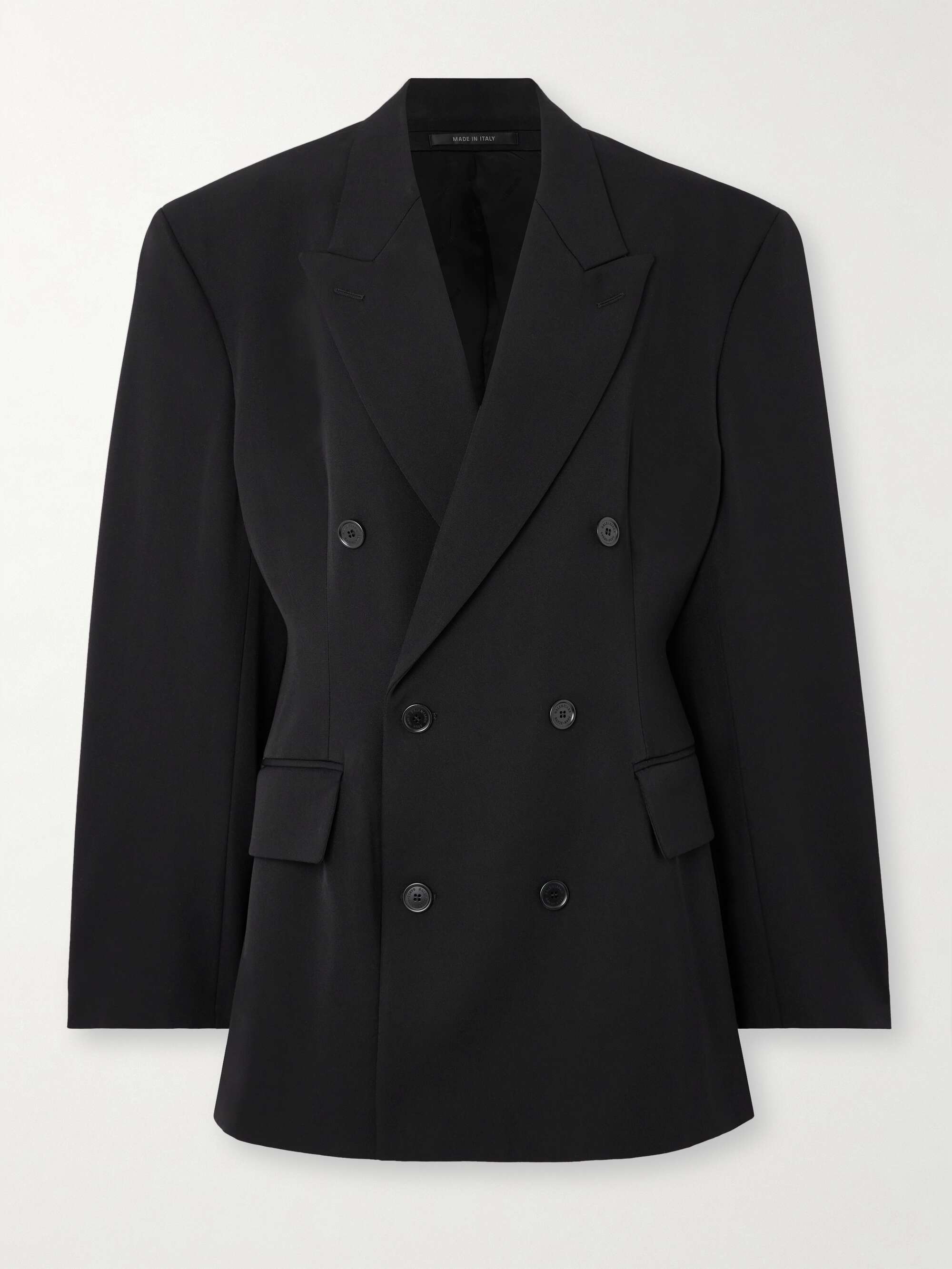 Barathea double-breasted grain de poudre wool blazer view