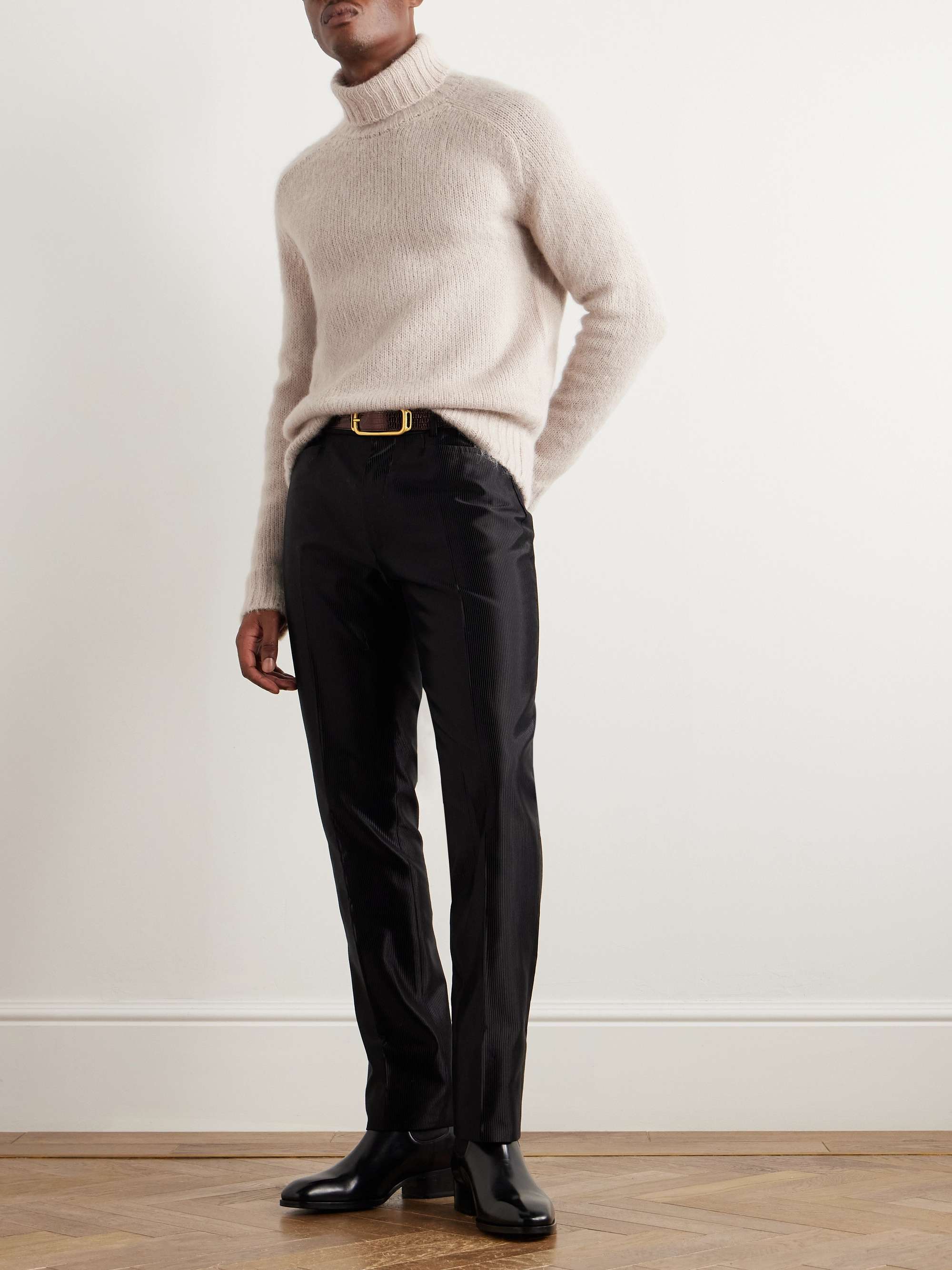 Slim-Fit Brushed Wool-Blend Rollneck Sweater view