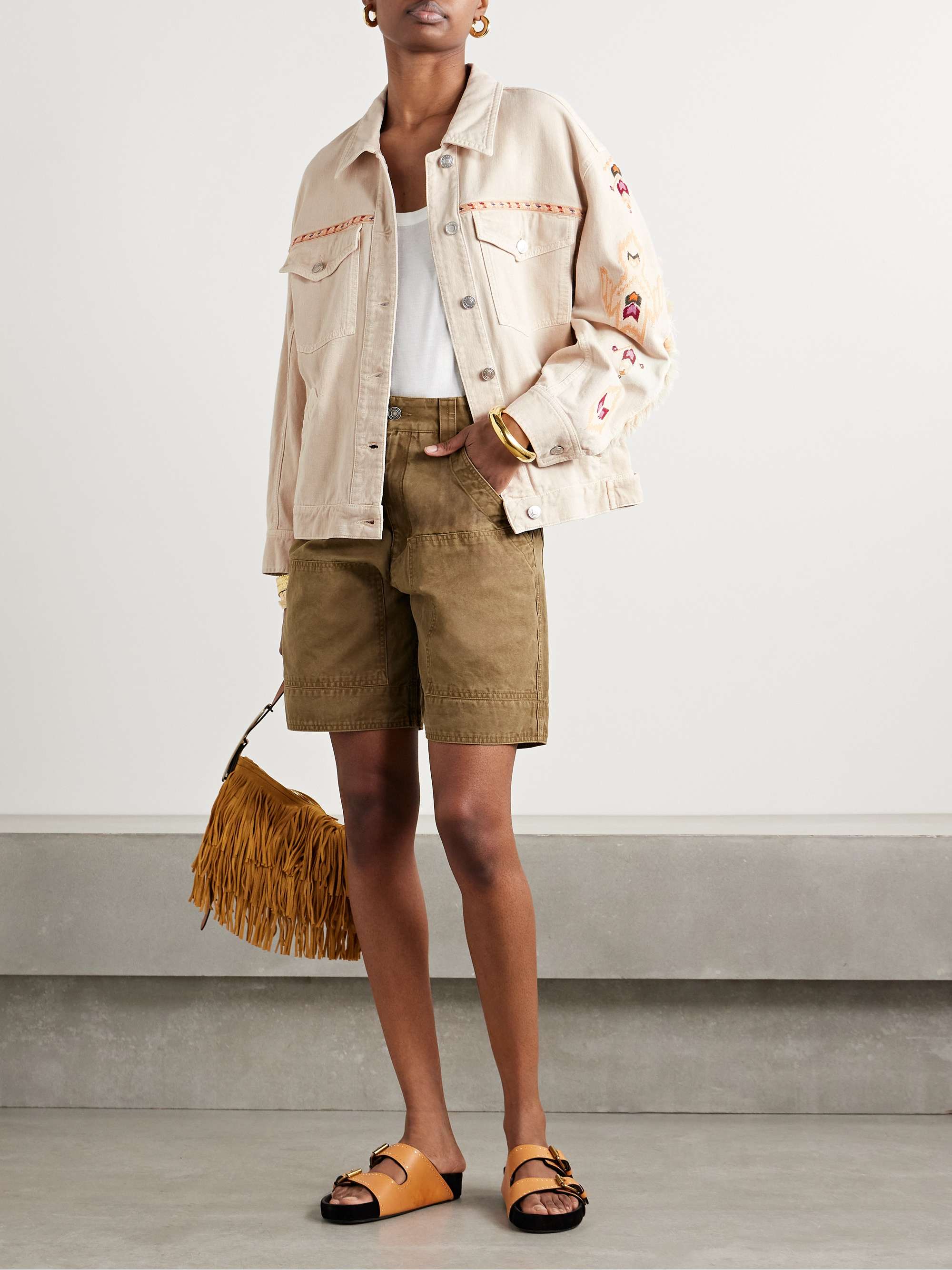 Manona embroidered organic denim jacket view