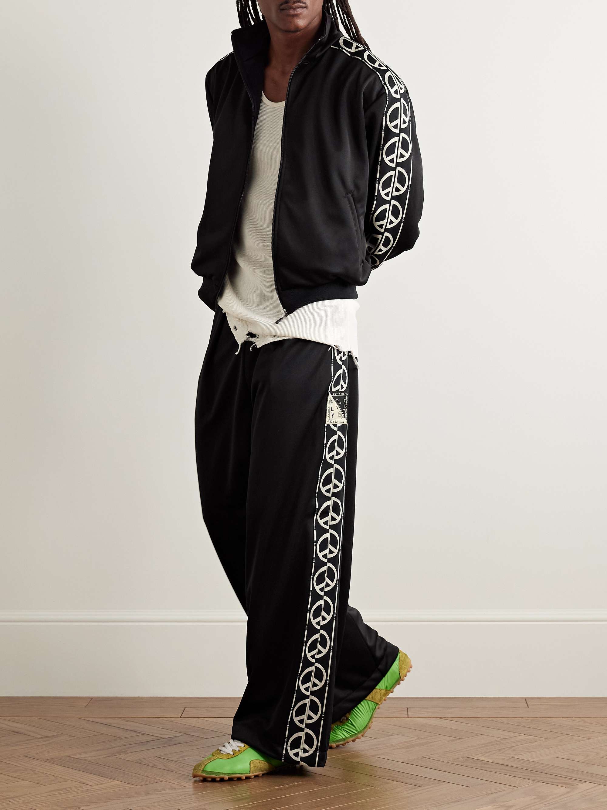 TH.D.D. Wide-Leg Pleated Webbing-Trimmed Tech-Jersey Track Pants view