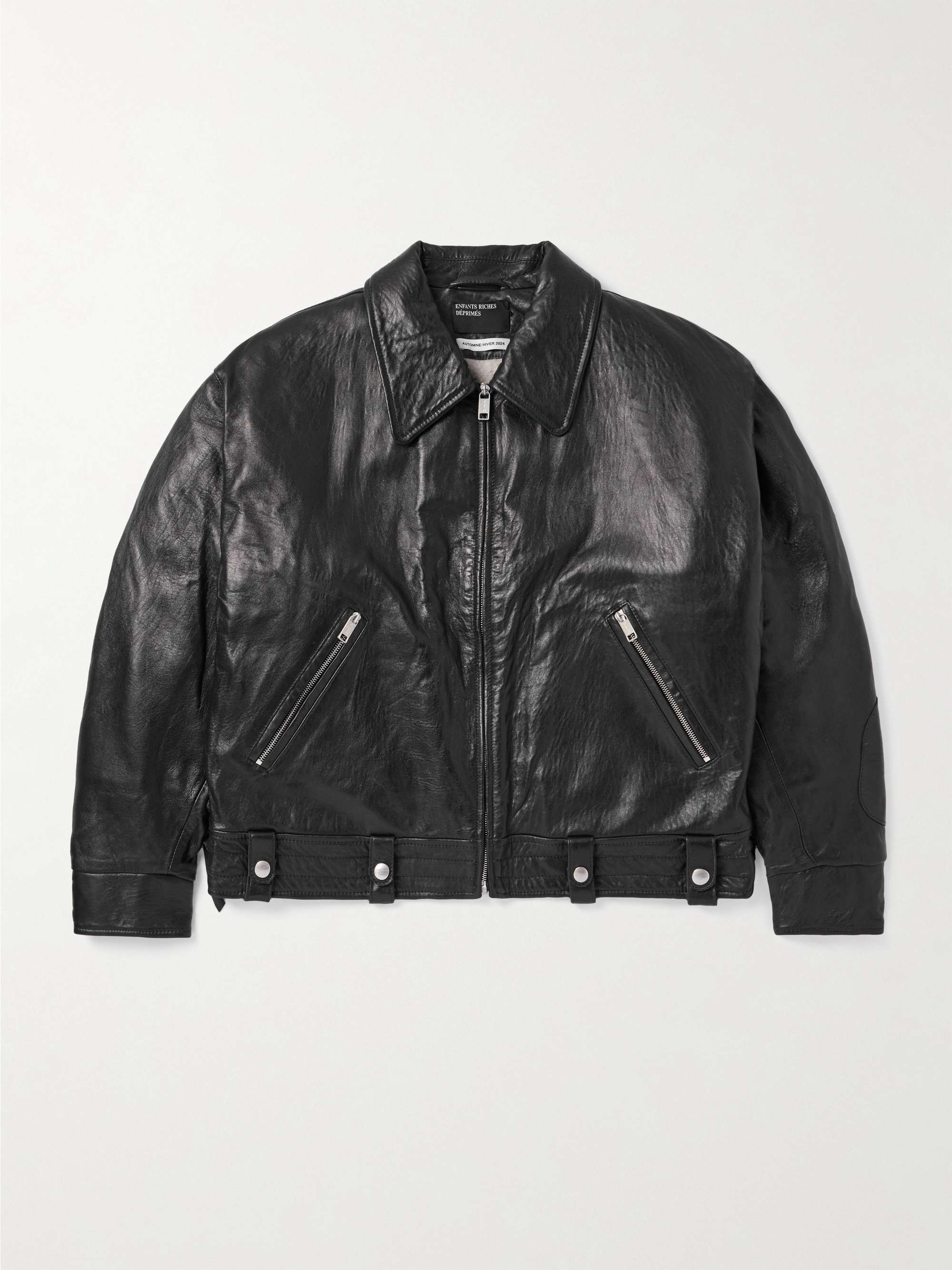 Glossed-Leather Biker Jacket view