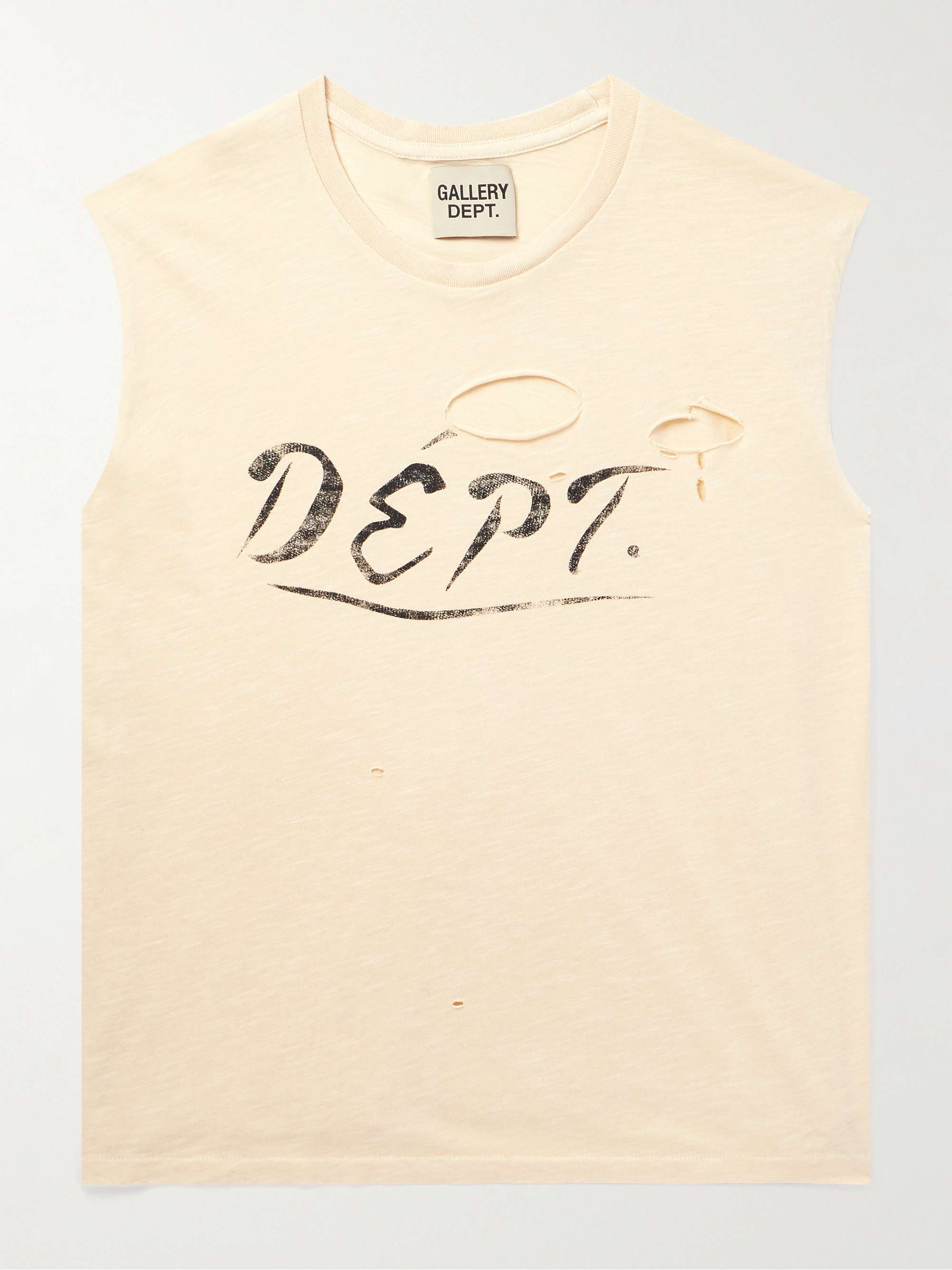Cropped Distressed Logo-Print Cotton-Jersey Tank Top view