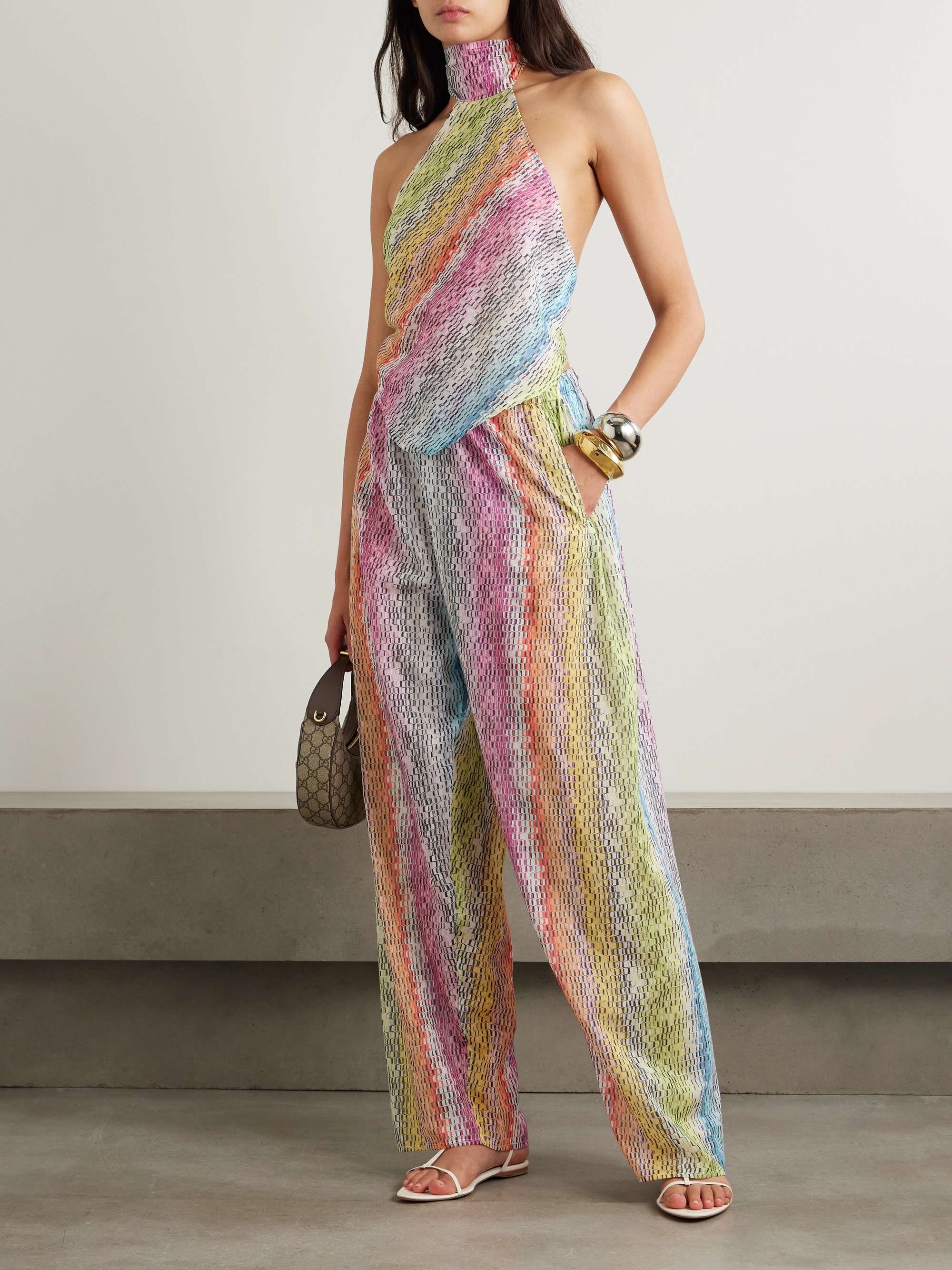 Mare striped cotton and wide-blend straight-leg pants view
