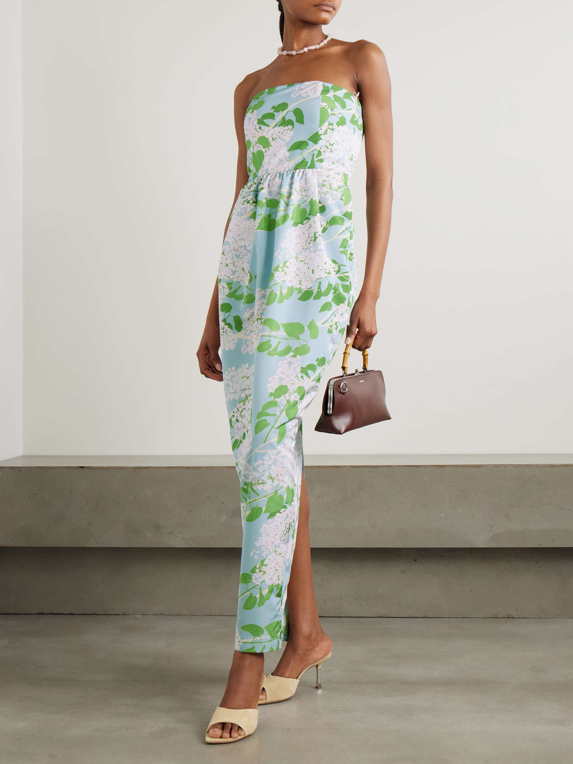 Lena strapless floral-print taffeta gown view