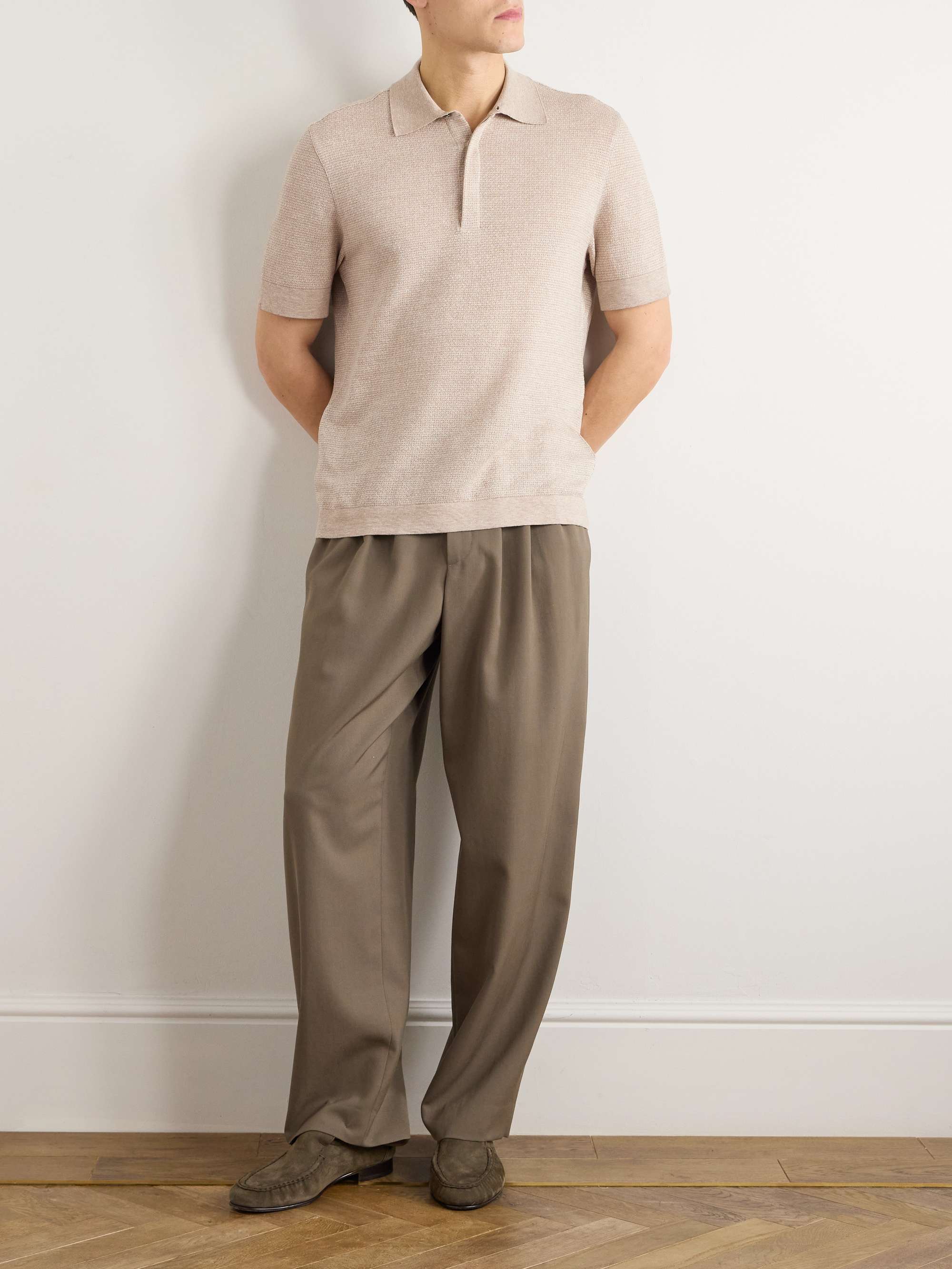 Cotton, Linen and Silk-Blend Polo Shirt view