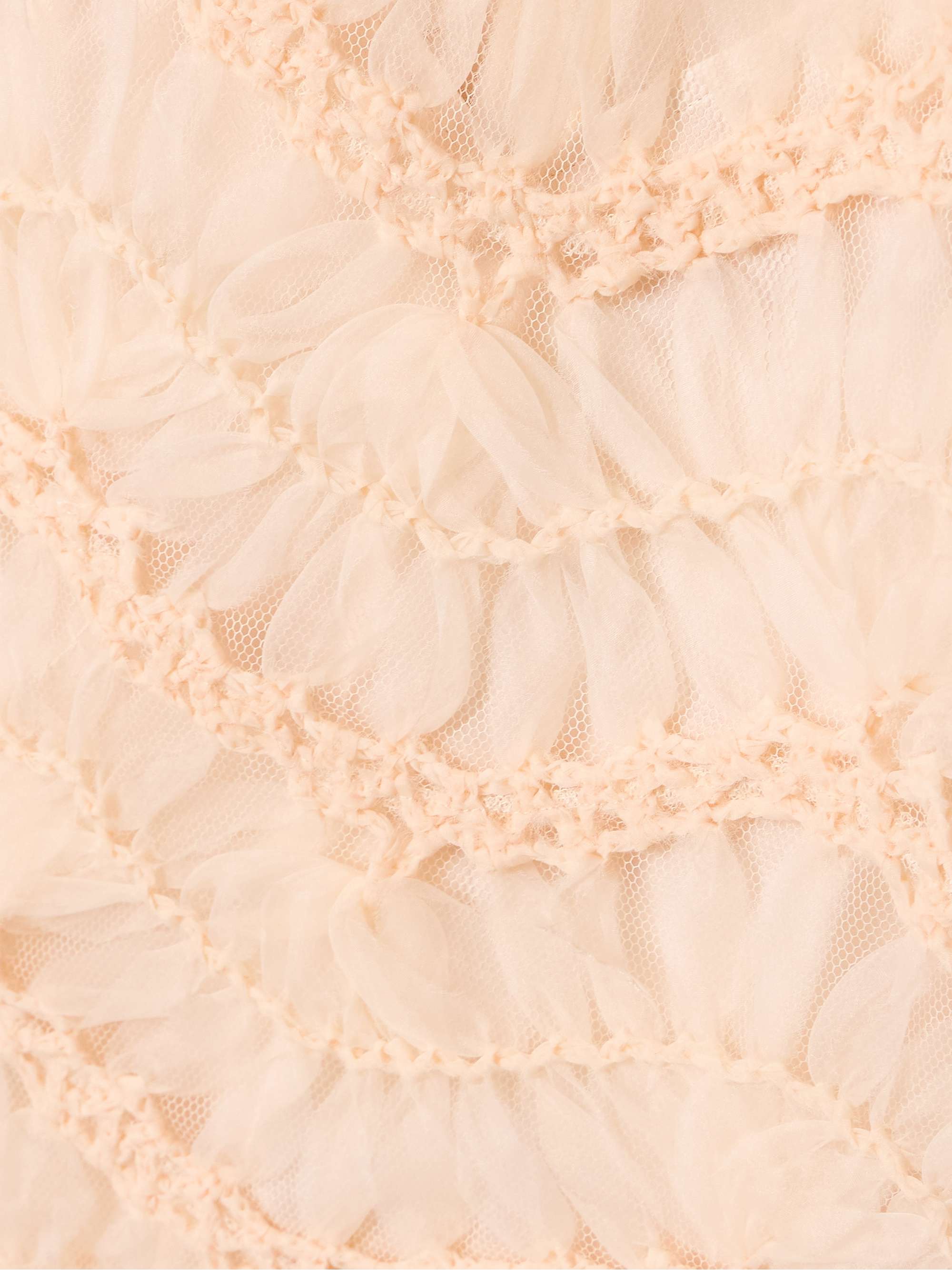 Illuminate macramé and tulle-trimmed gathered silk-organza gown view