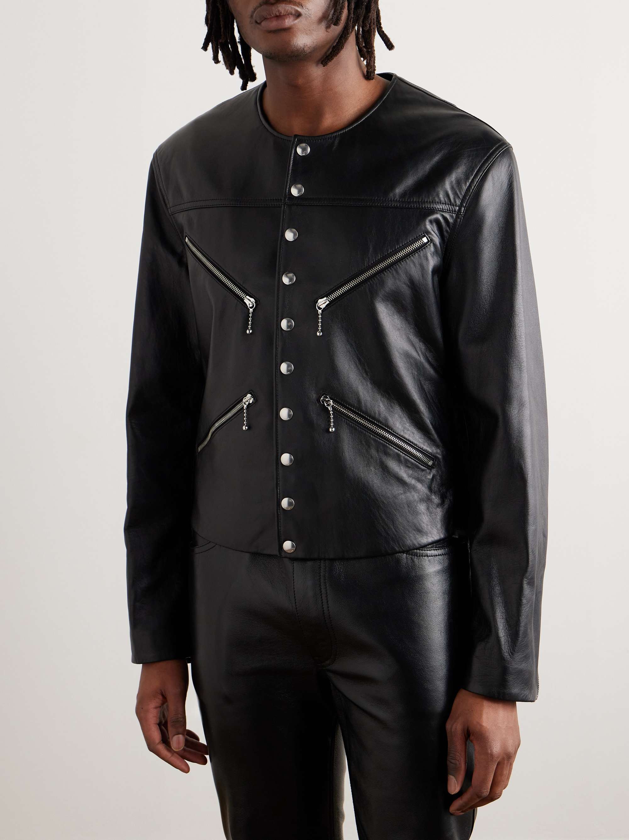 Embellished Leather Jacket view