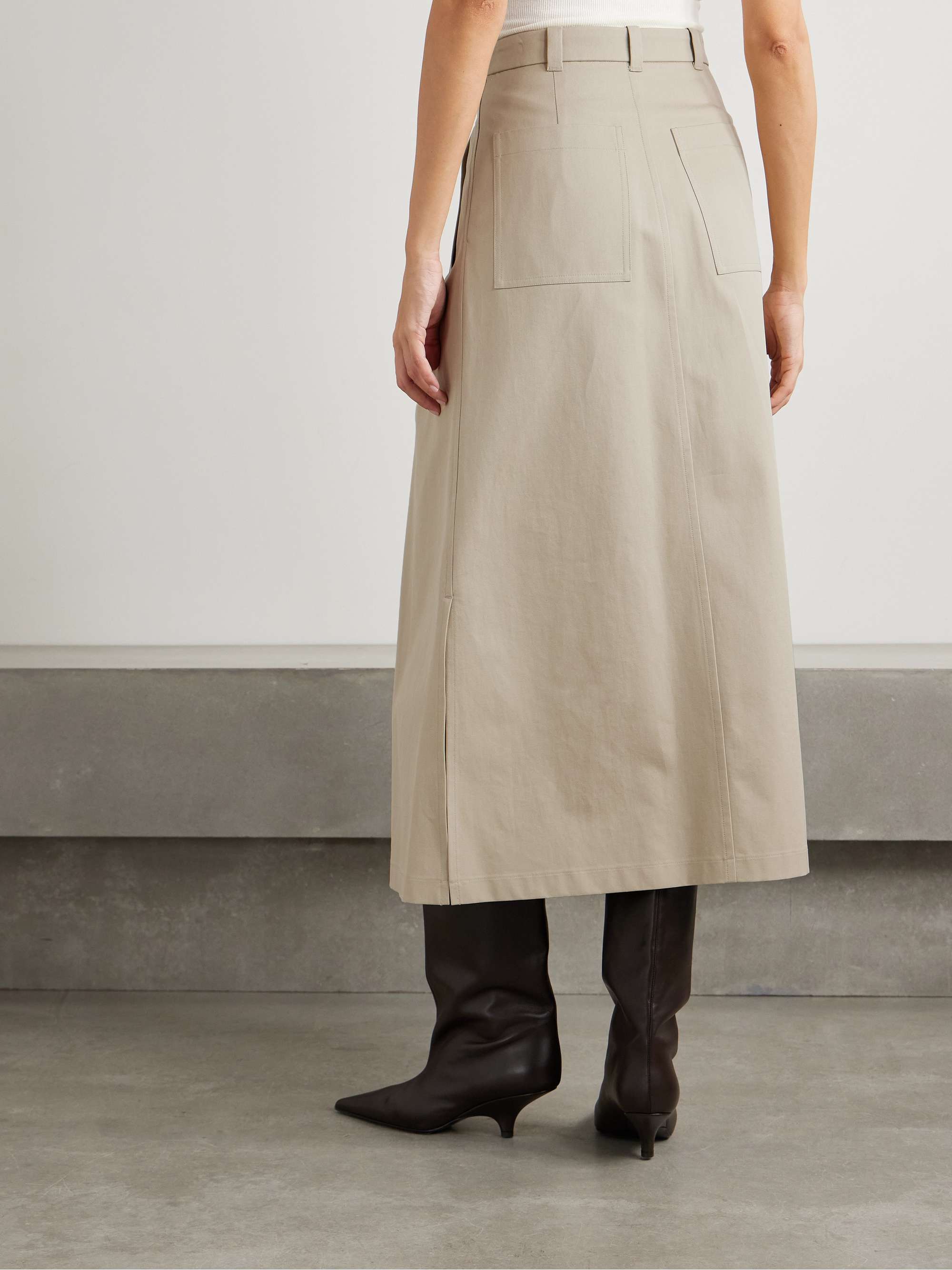 Mack pleated cotton-twill maxi skirt view