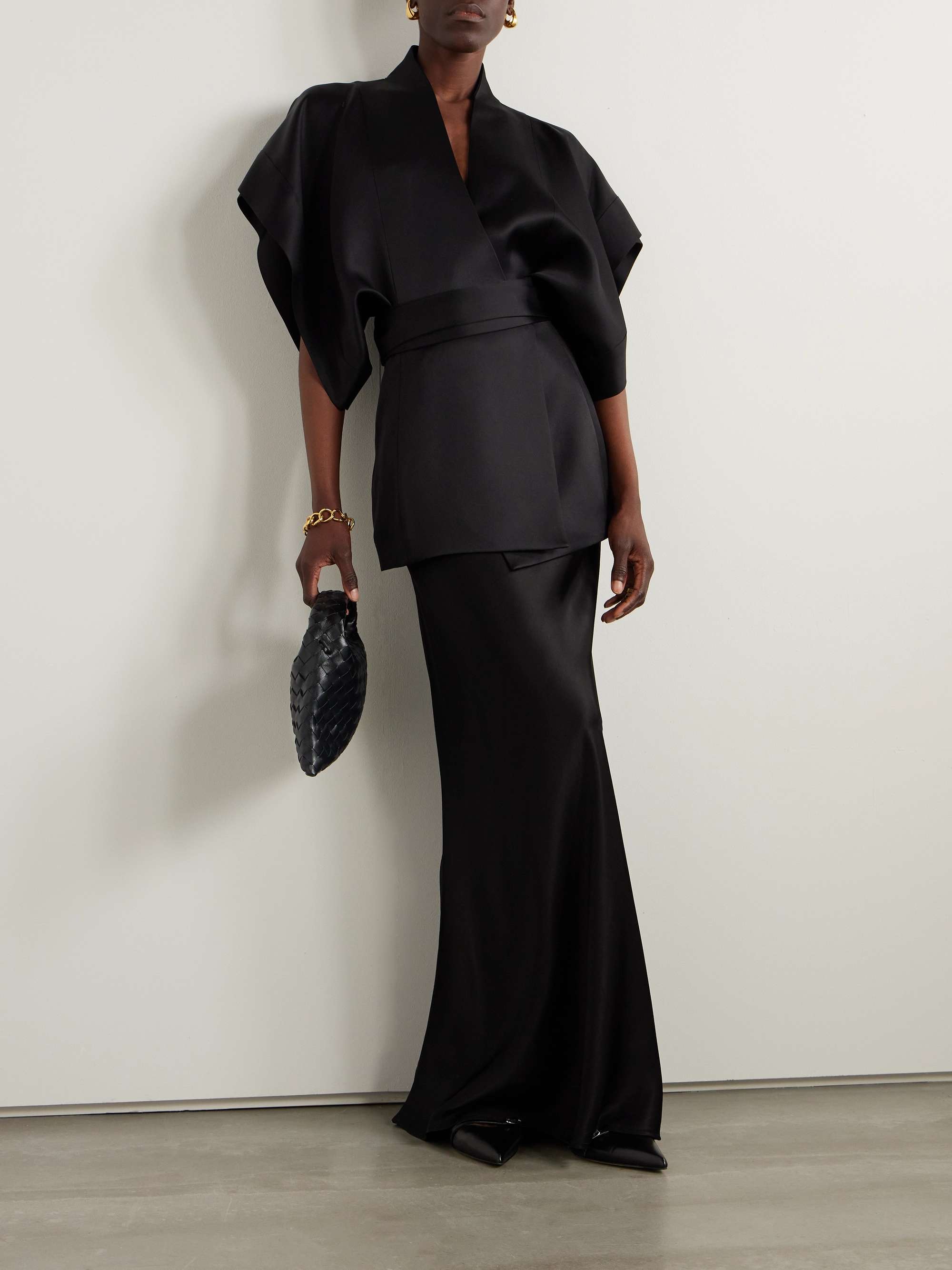 Martha silk-satin wrap blouse view