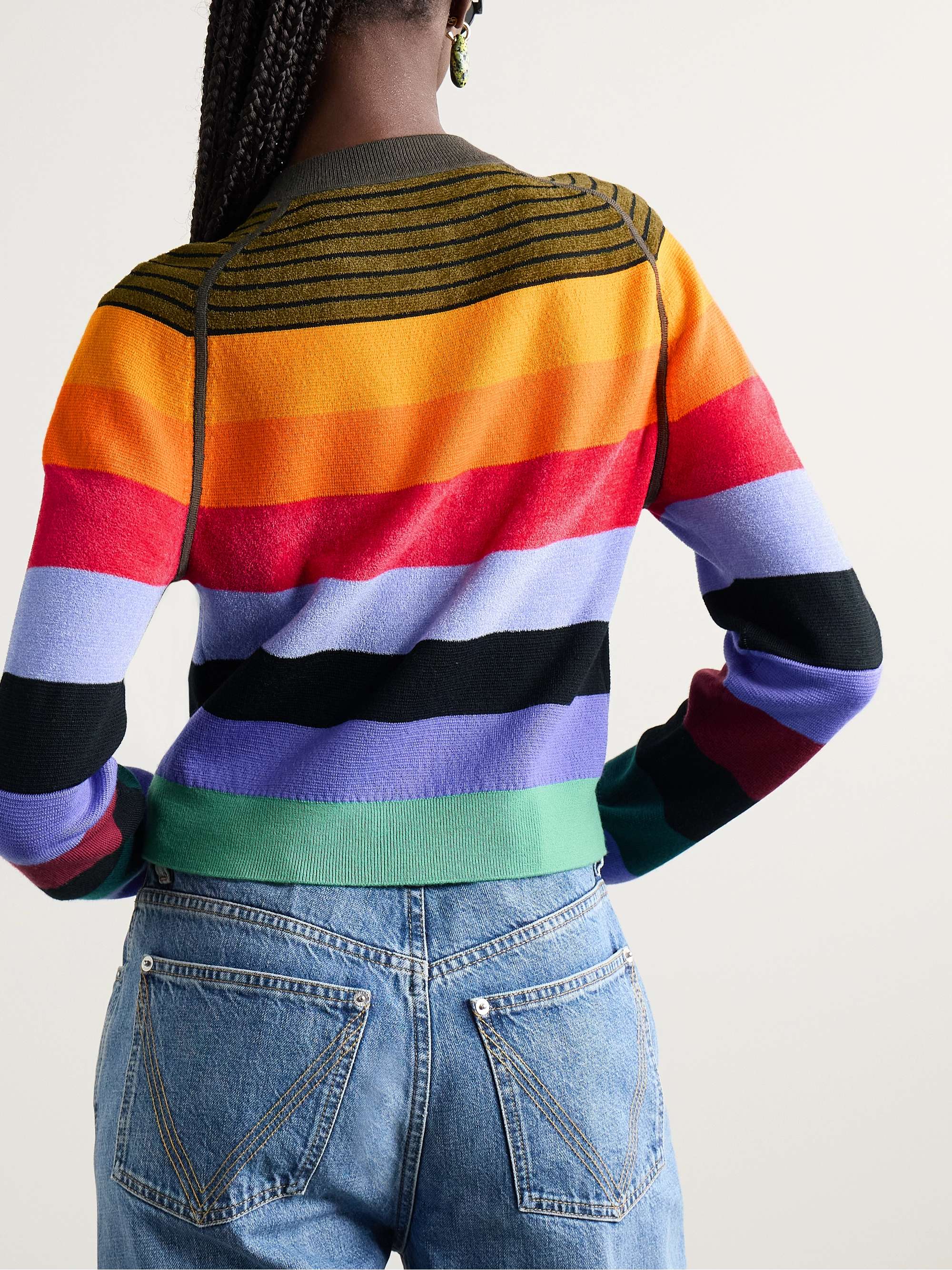 Striped wool-blend cardigan view