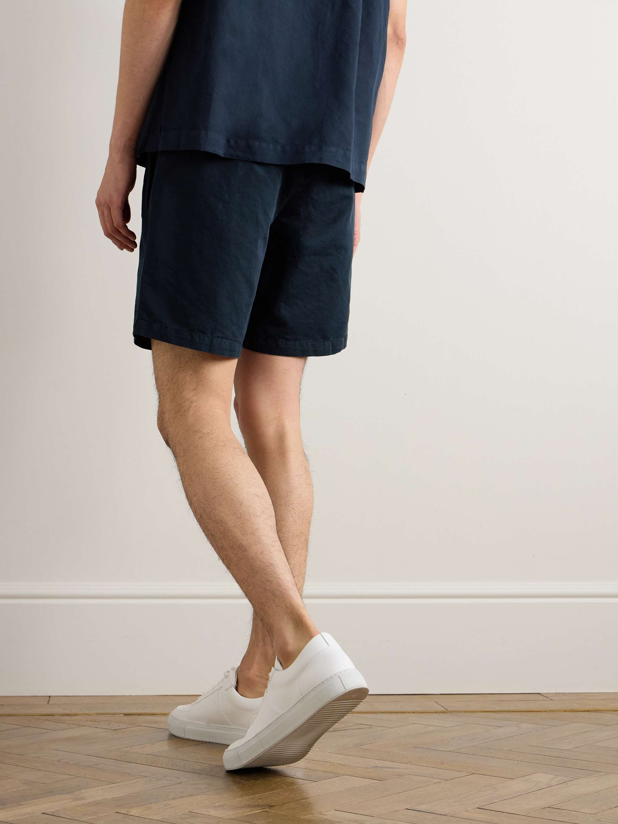 Straight-Leg Cotton and Linen-Blend Drawstring Shorts view