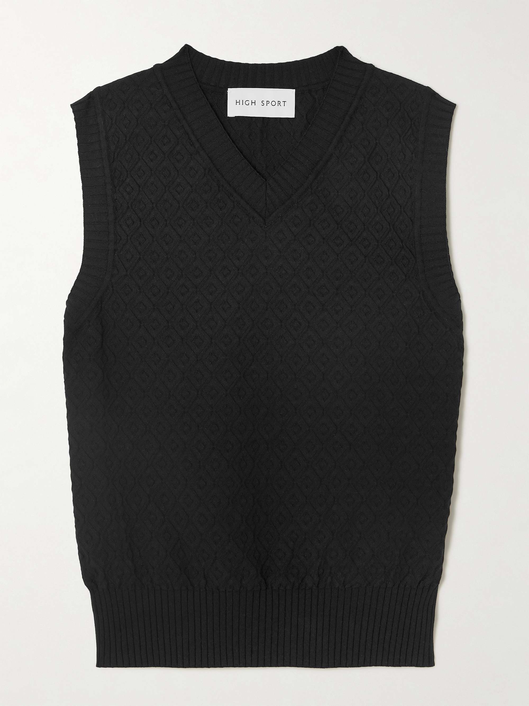 Anetta jacquard-knit stretch-cotton top view