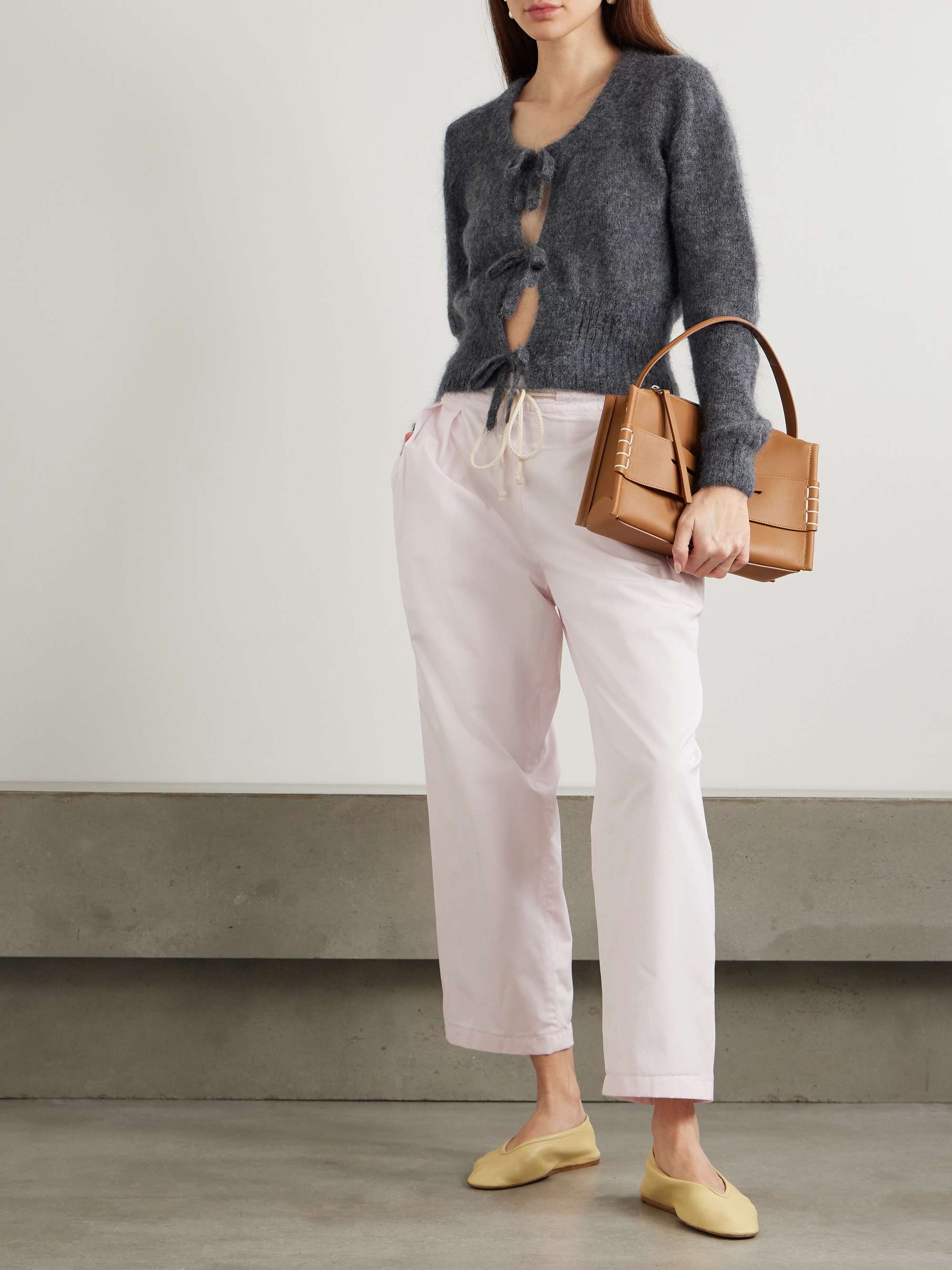 Tie-detailed mohair-blend cardigan view