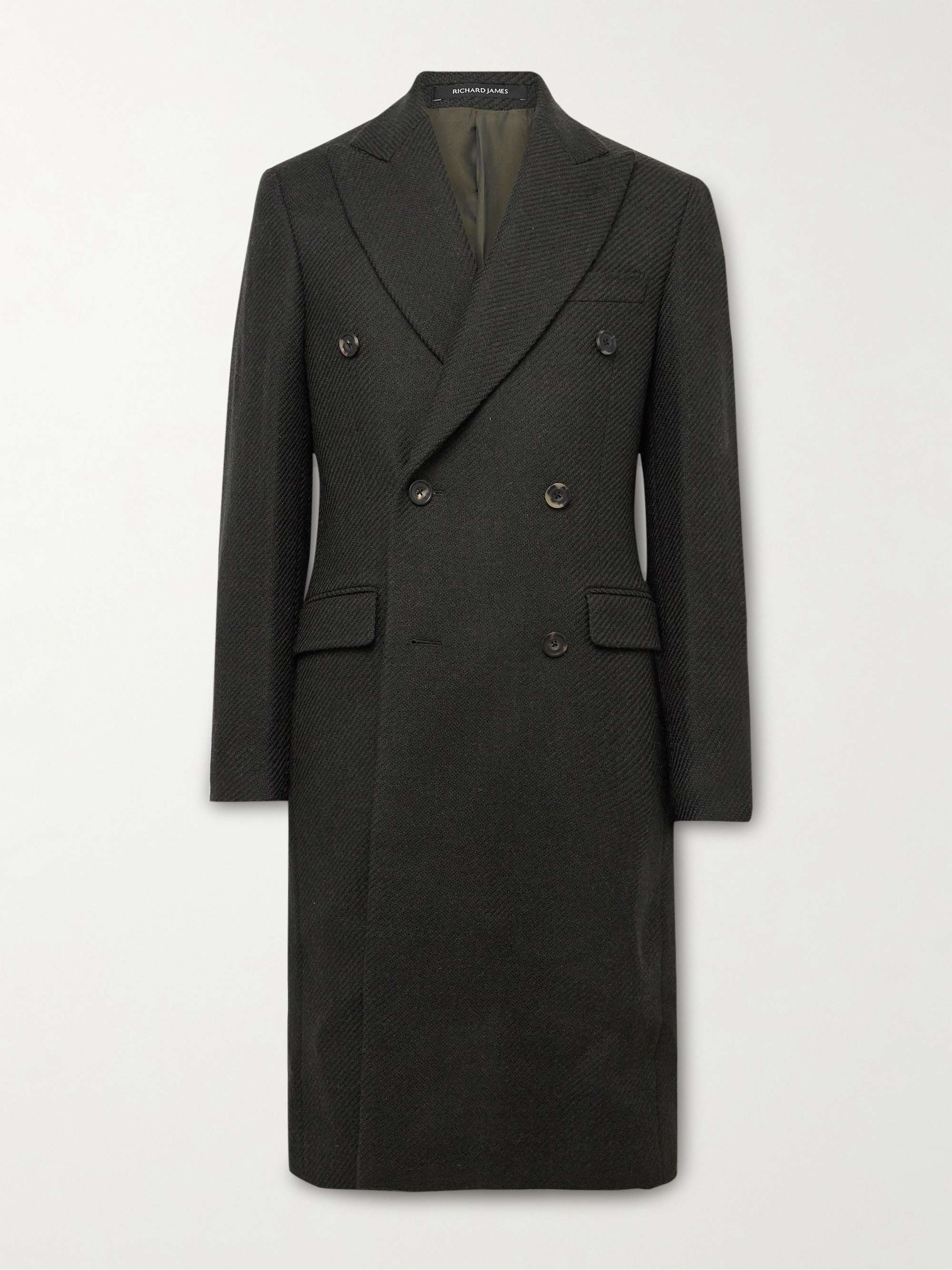 Slim-Fit Double-Breasted Wool-Hopsack Coat view