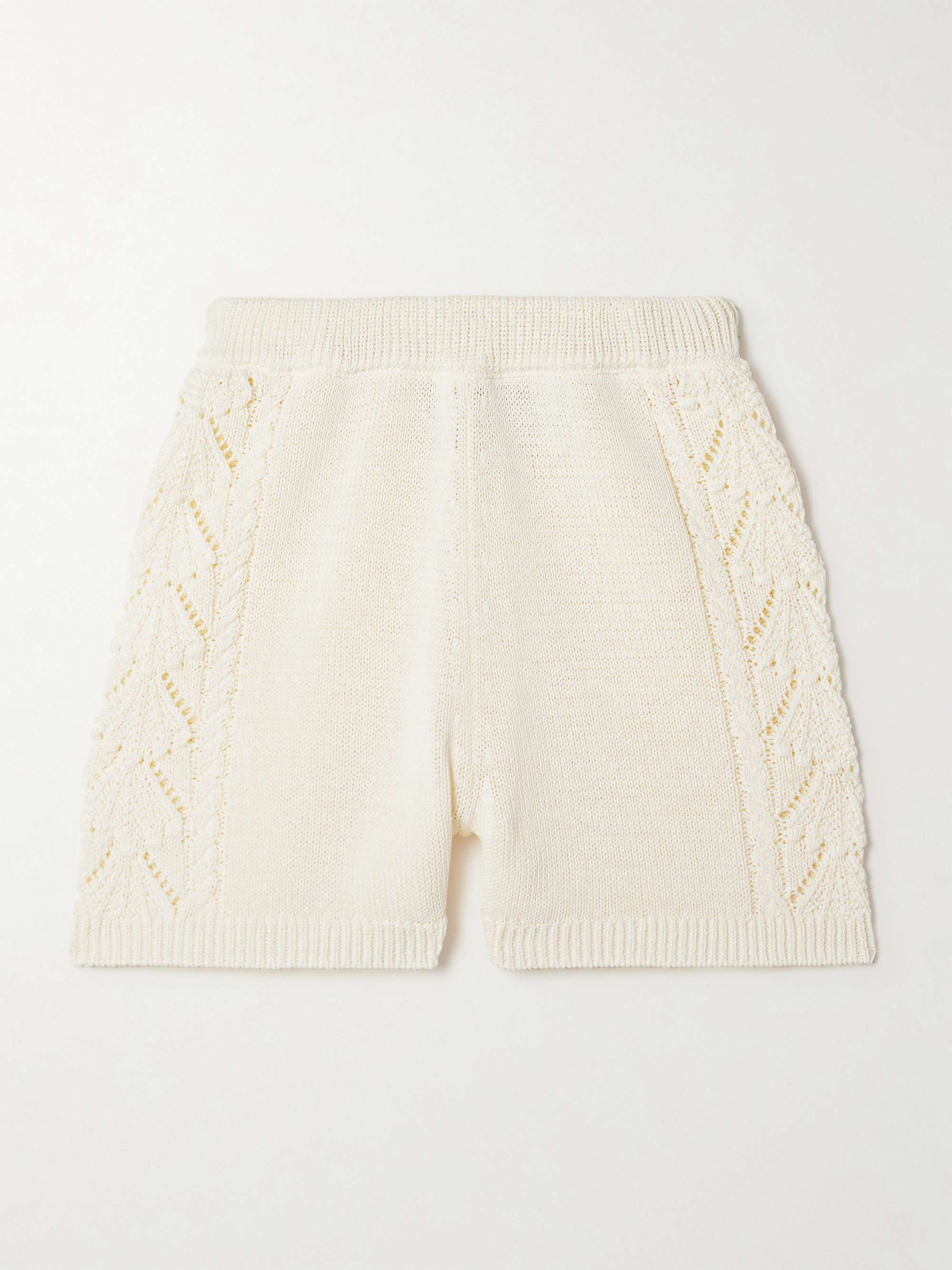 Andel cable and pointelle-knit cotton shorts view