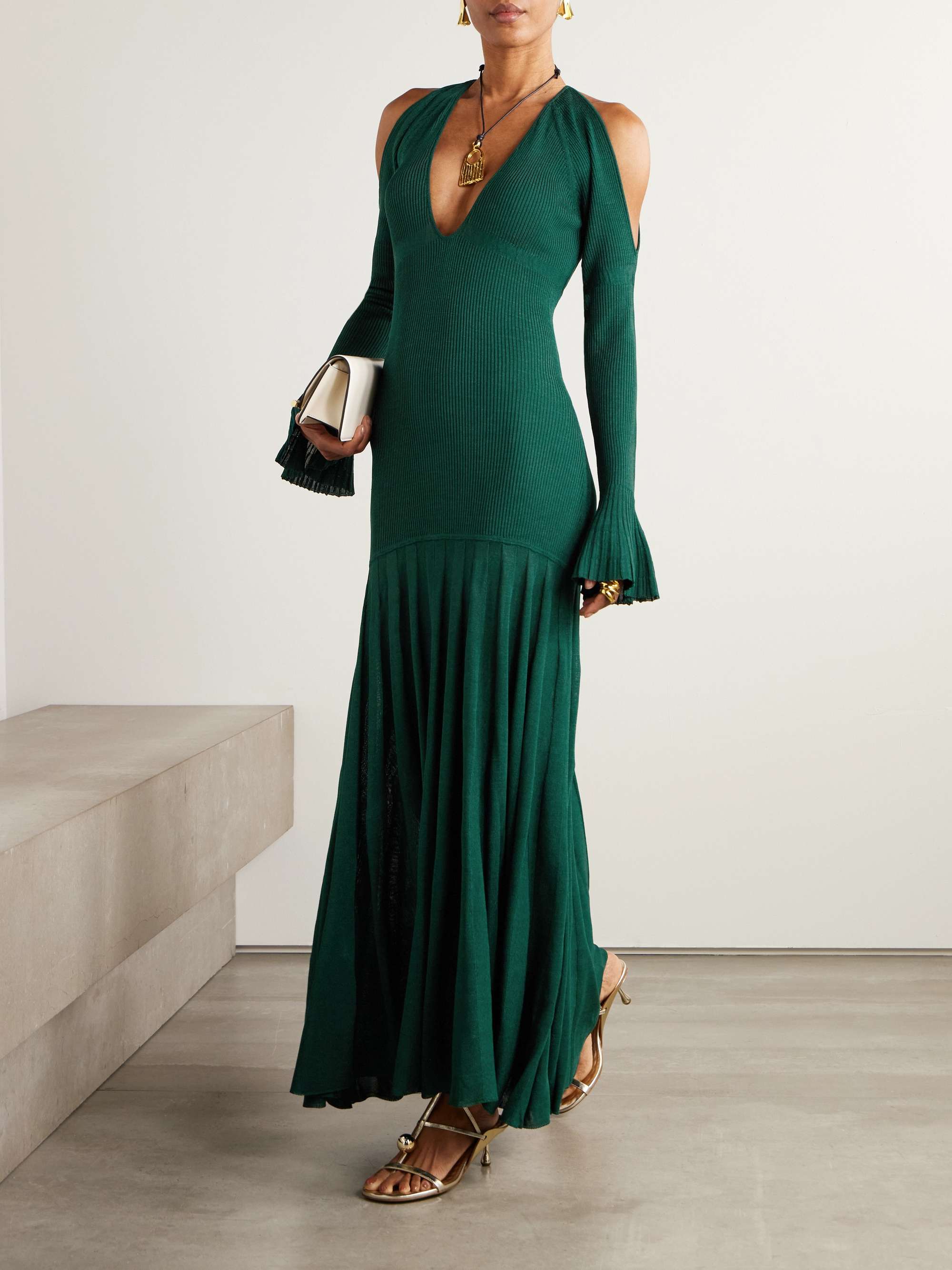 Cutout ribbed-knit maxi dress view