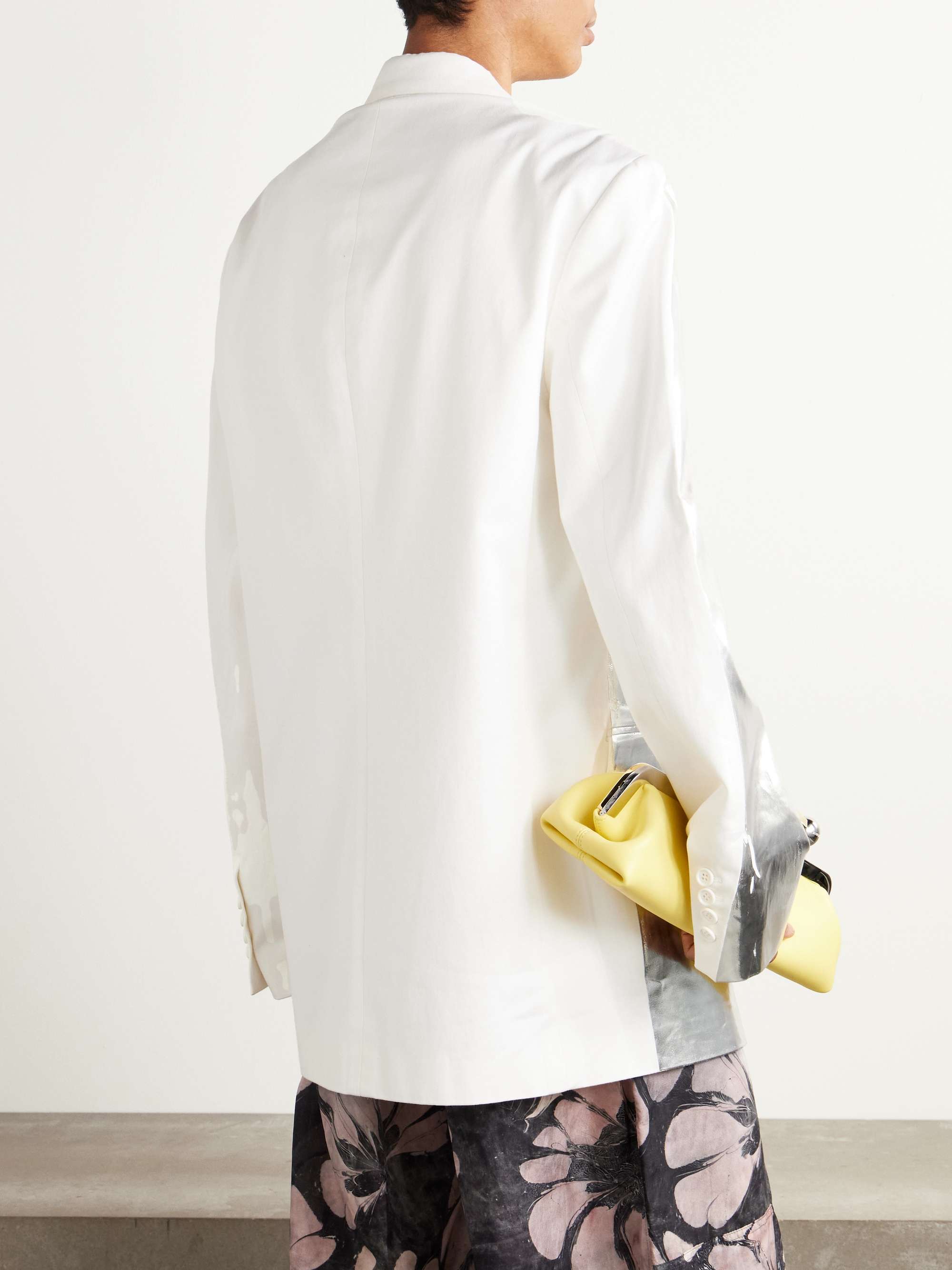 Double-breasted metallic coated-cotton blazer view