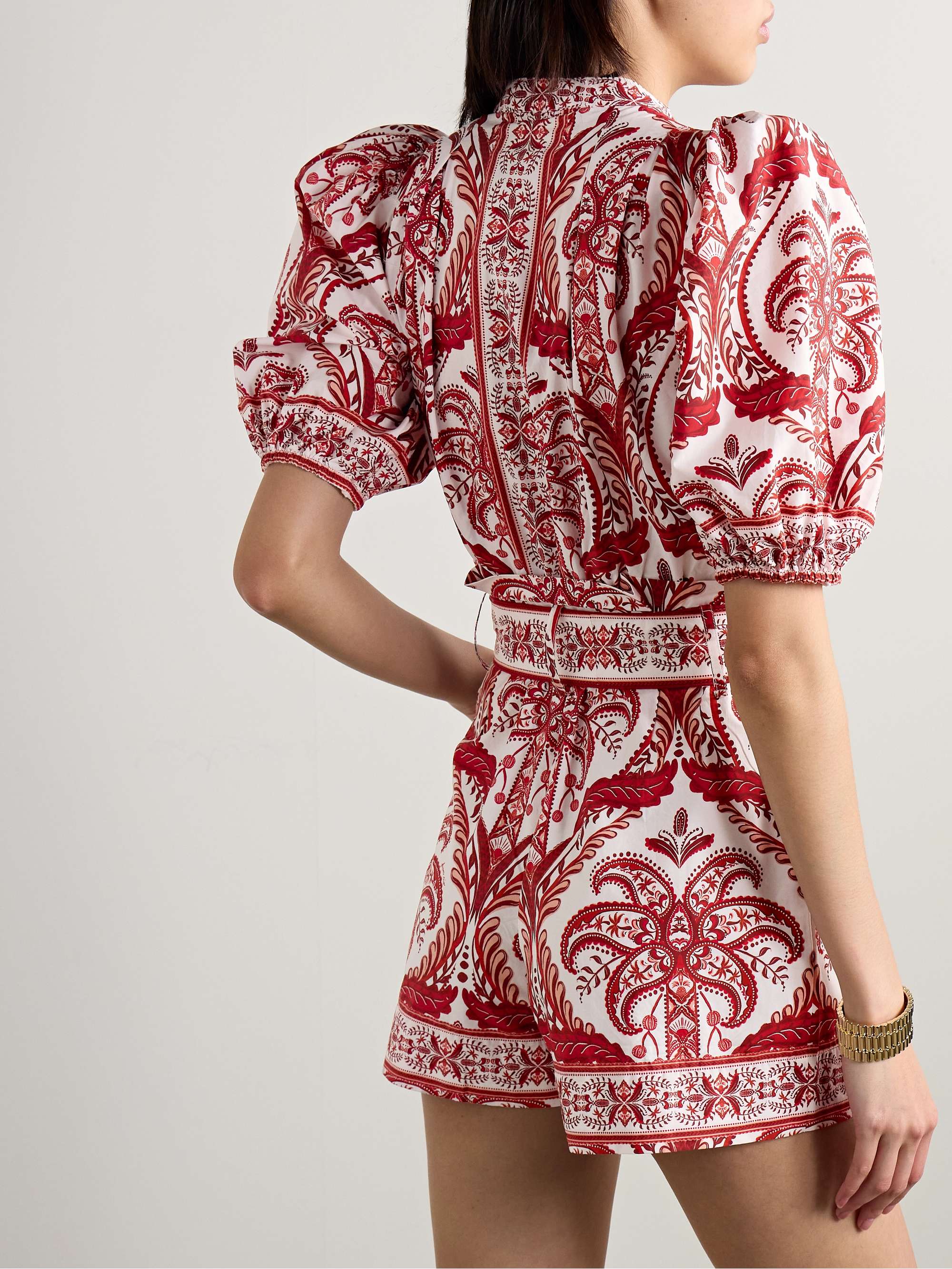 Belted printed cotton-poplin playsuit view