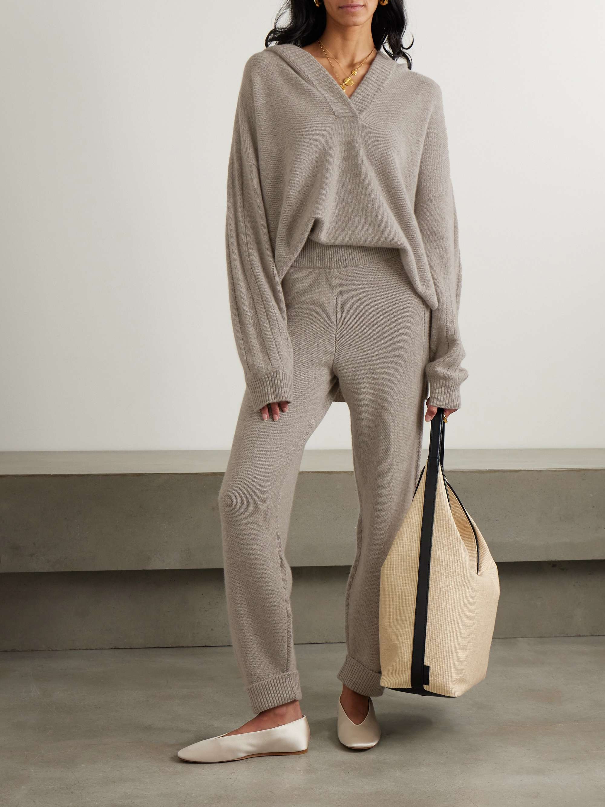 Pattaya pointelle-knit organic cashmere tapered pants view
