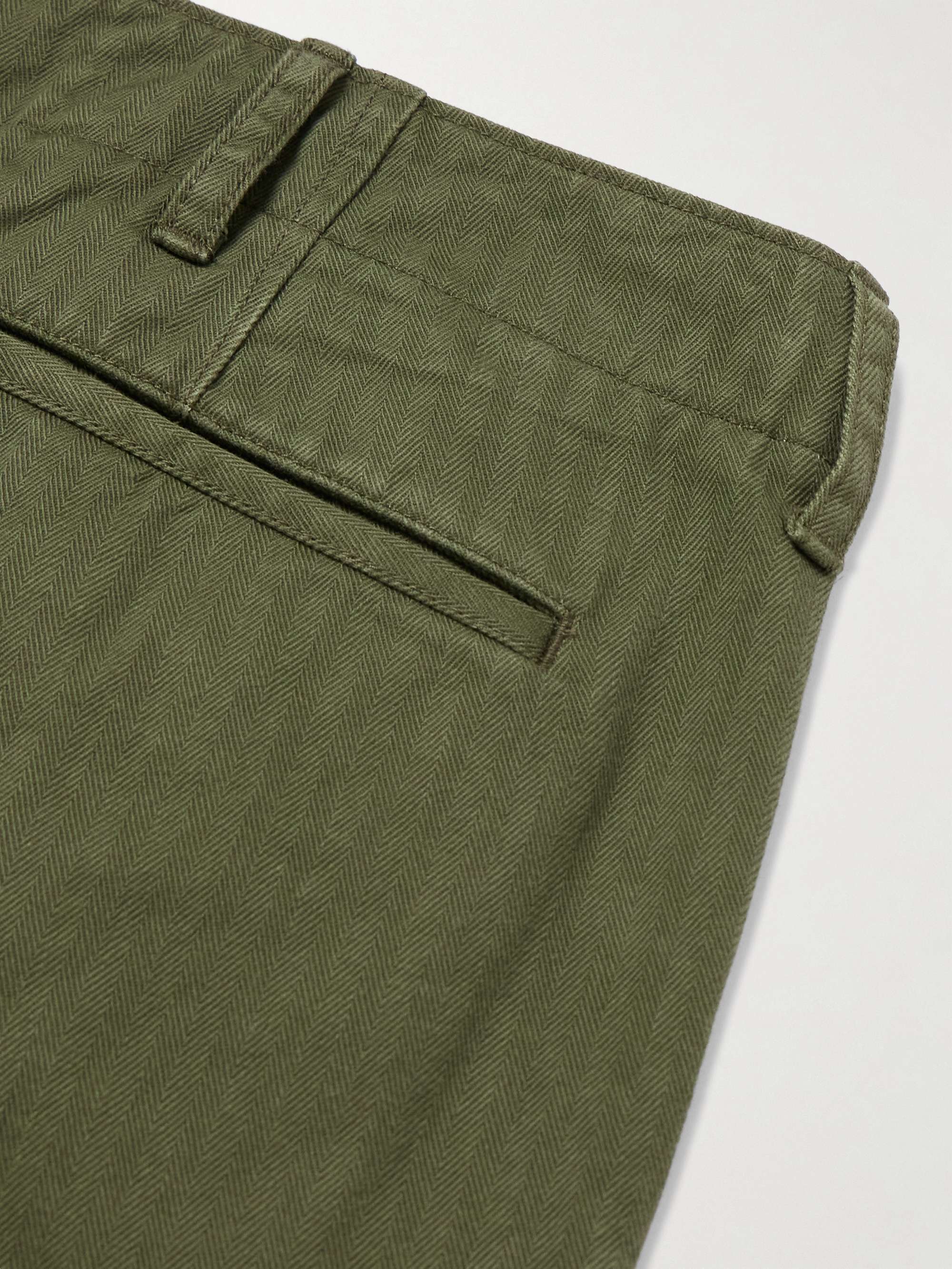 Wide-Leg Herringbone Cotton-Twill Trousers view