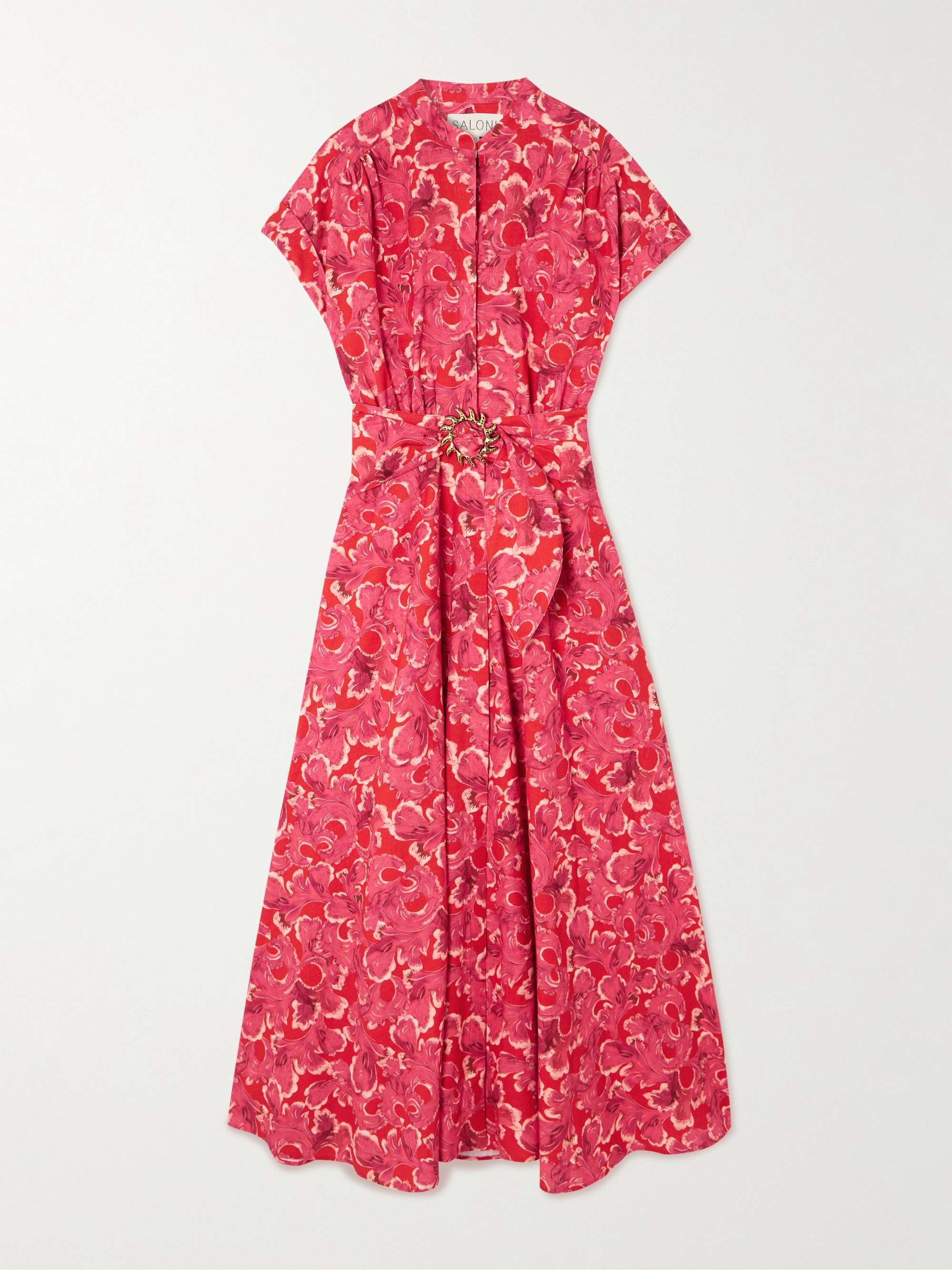 Neesha belted floral-print cotton-voile midi dress view