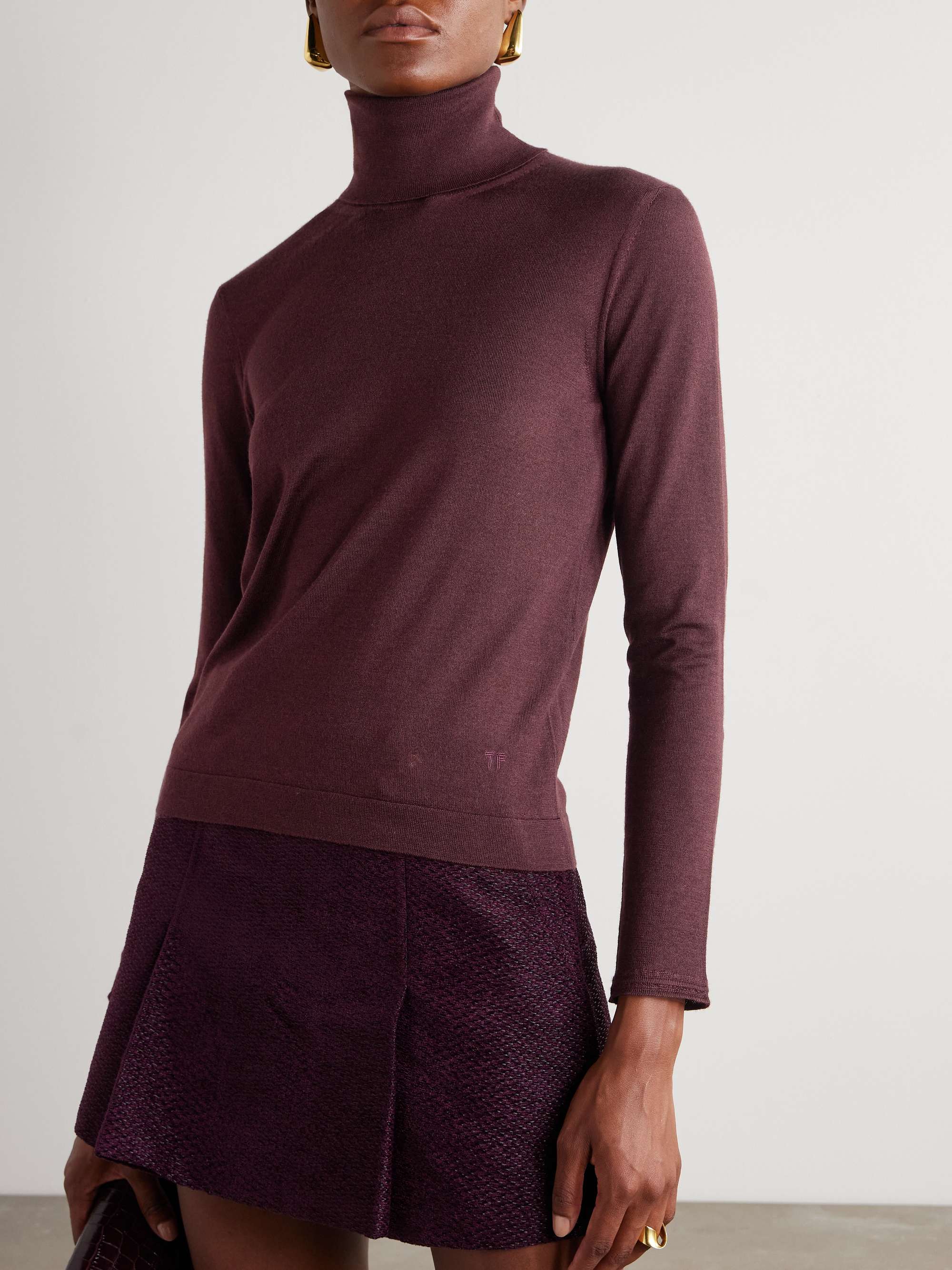 Cashmere and silk-blend turtleneck sweater view