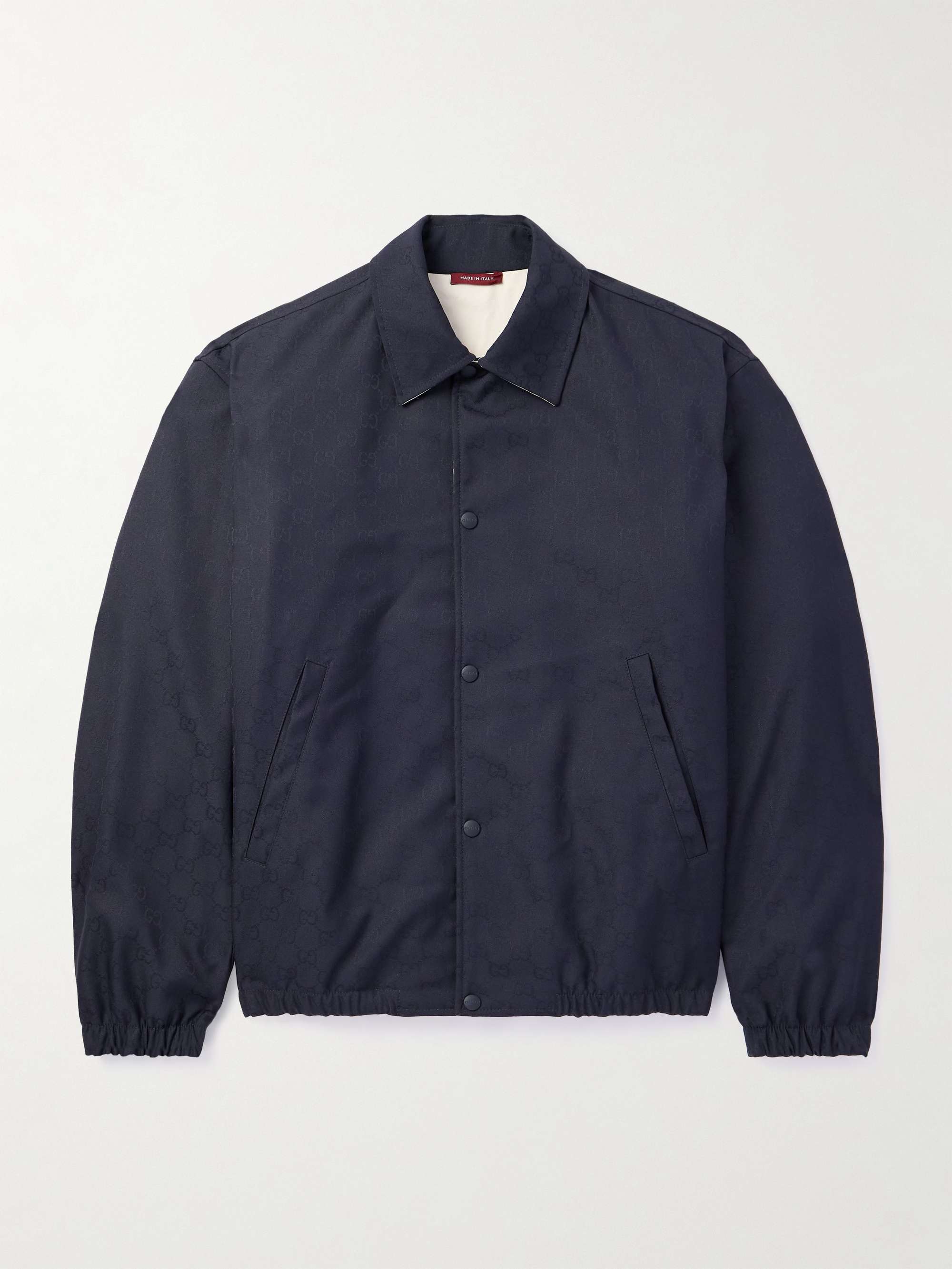 Reversible Logo-Jacquard Cotton Bomber Jacket view