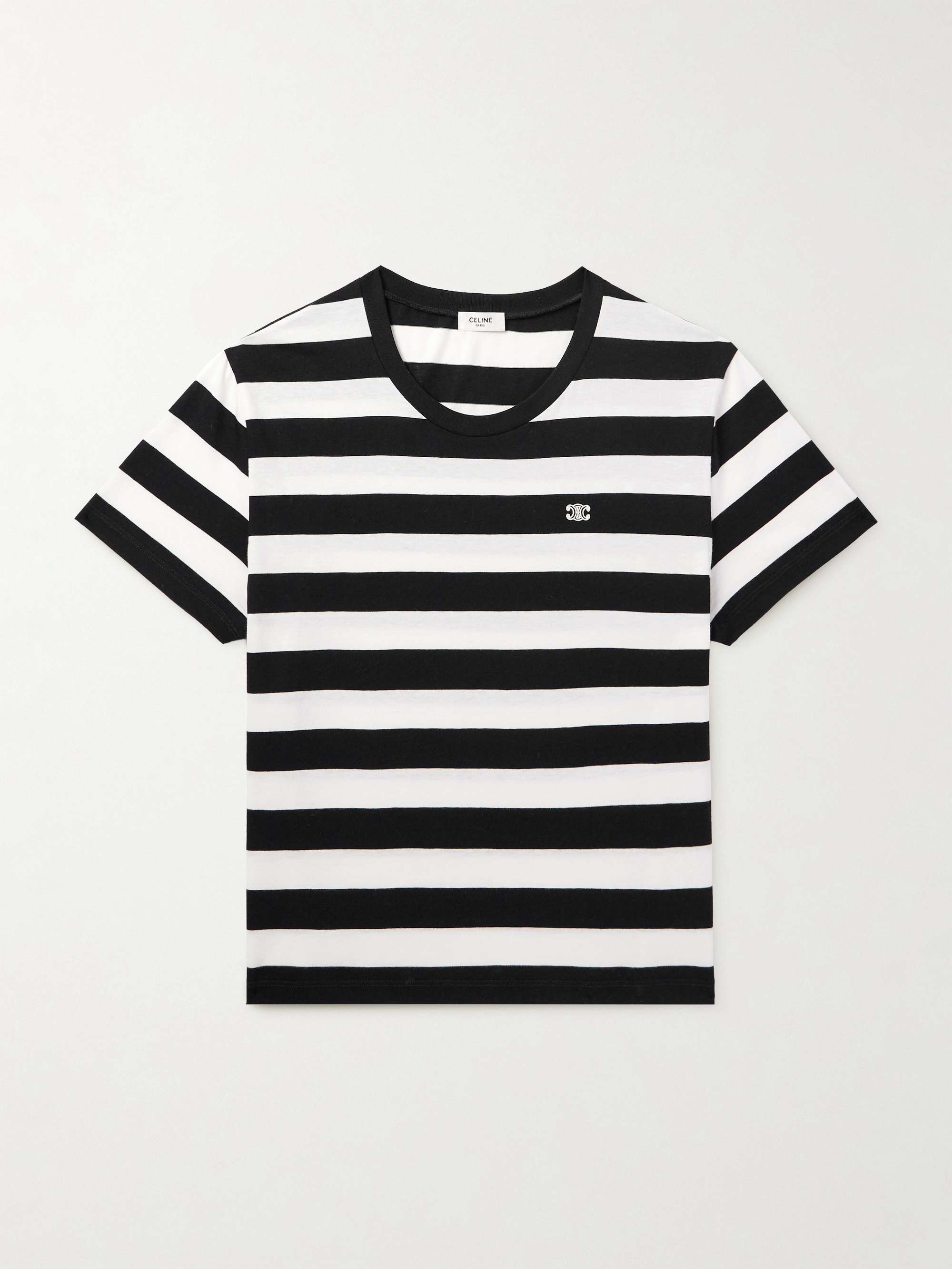 Cropped Logo-Embroidered Striped Cotton-Jersey T-Shirt view