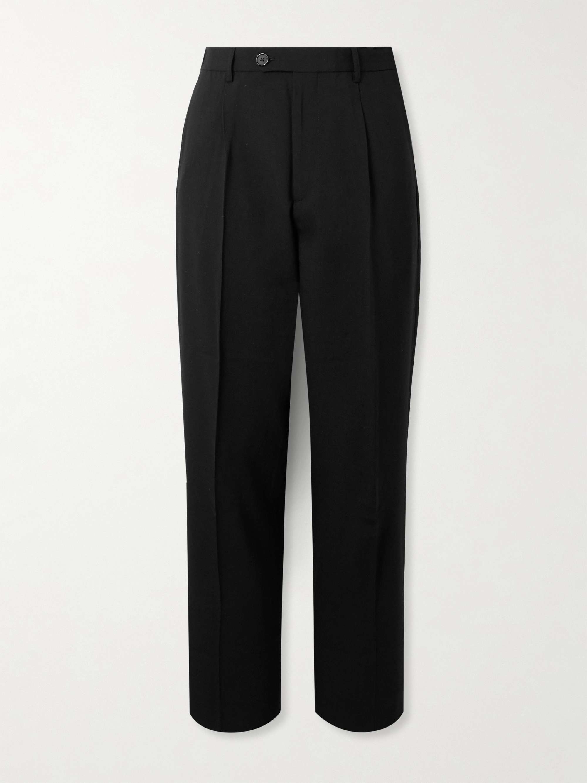 Straight-Leg Pleated Wool-Twill Suit Trousers view