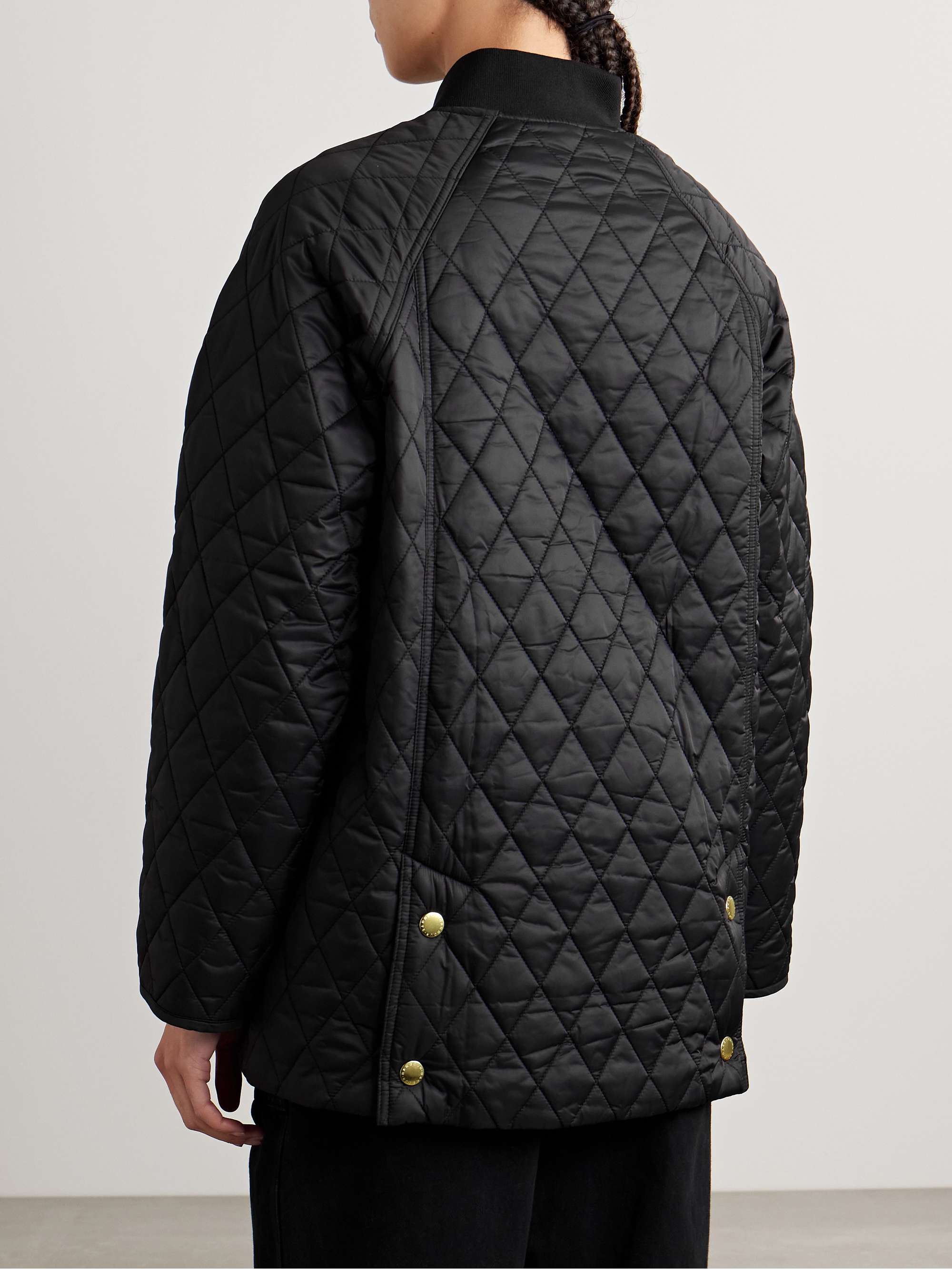 Embroidered padded quilted shell jacket view