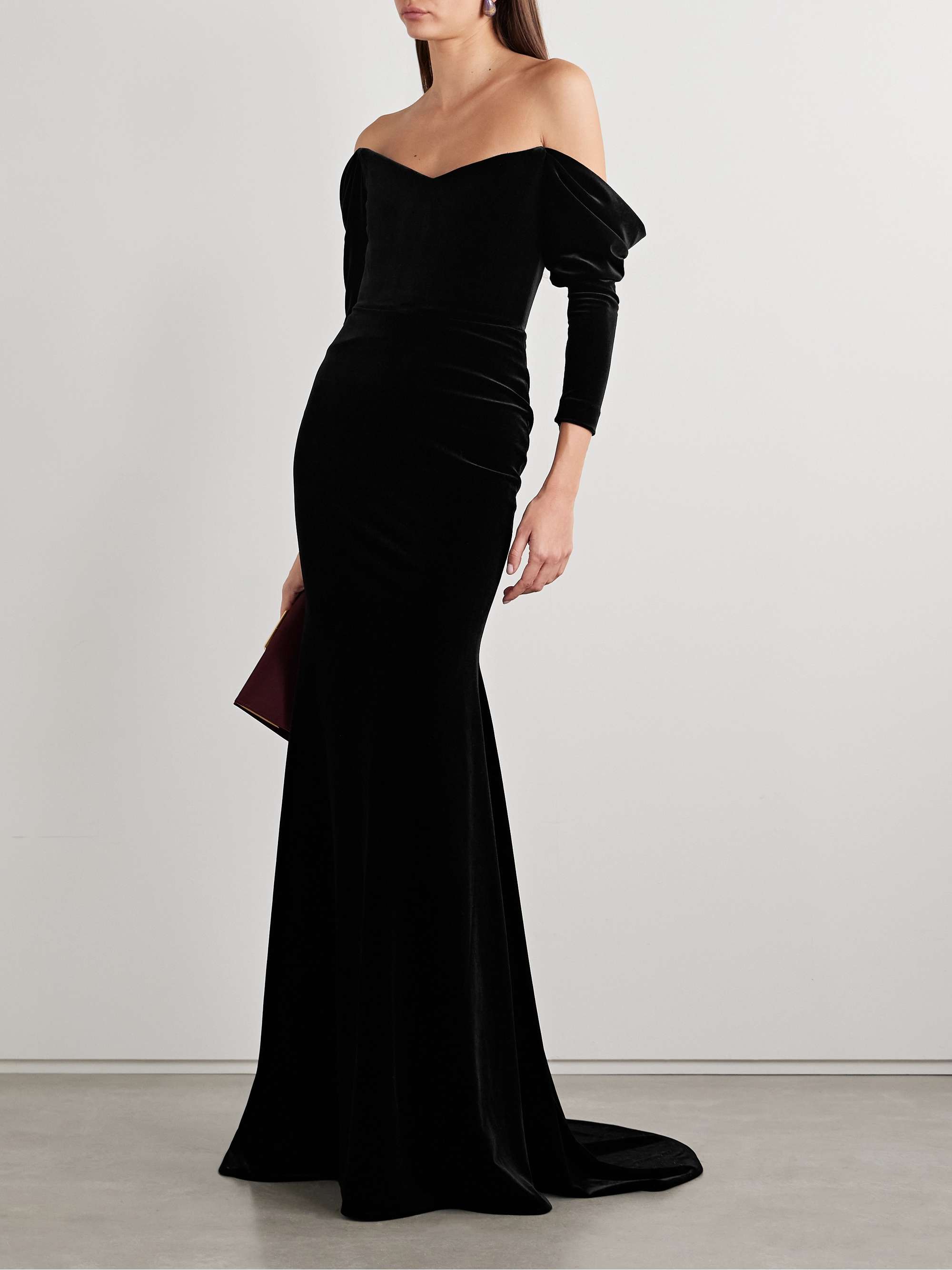 Off-the-shoulder velvet gown view