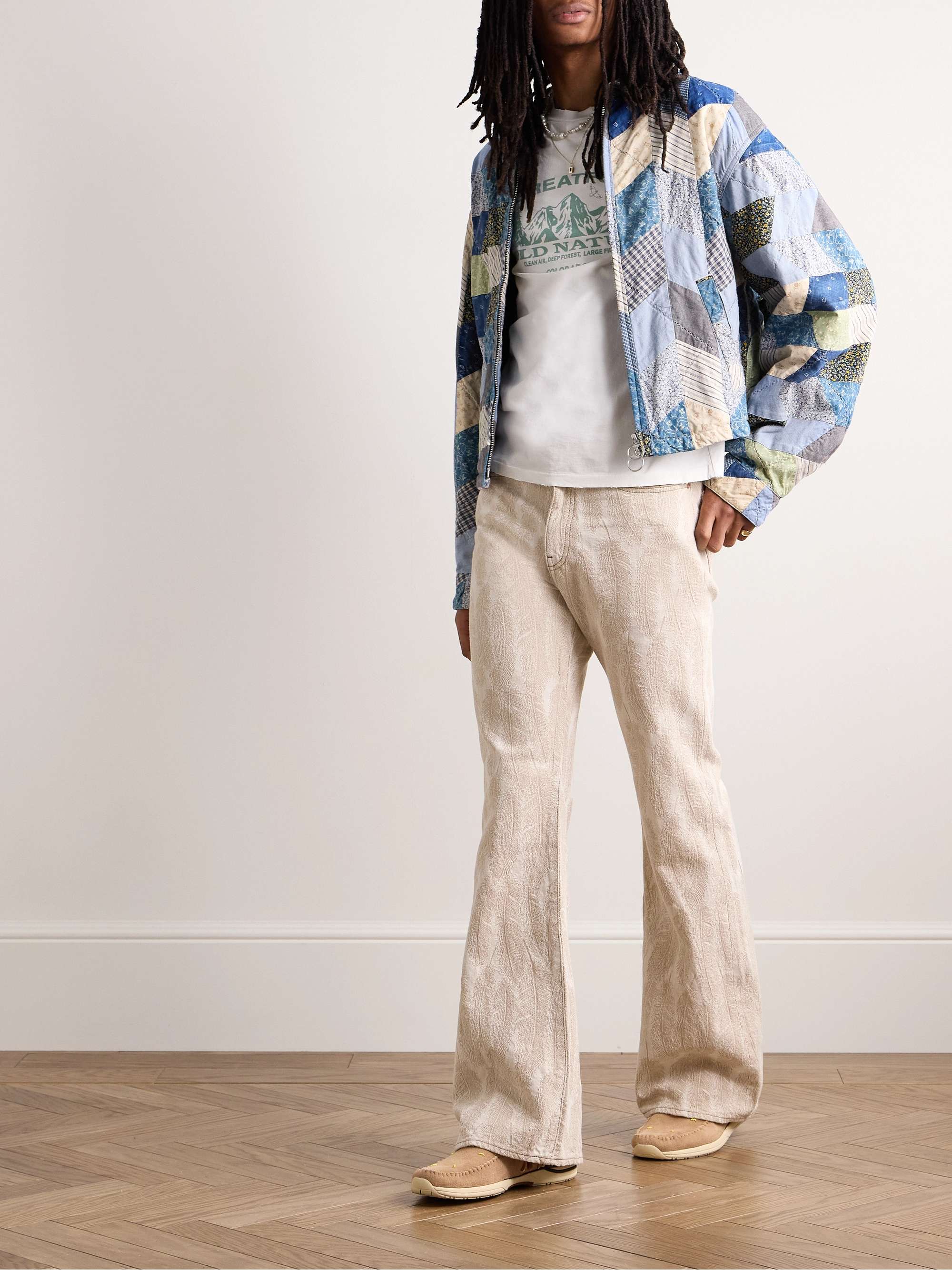 Yabane Cropped Quilted Patchwork Cotton and Linen-Blend Jacket view
