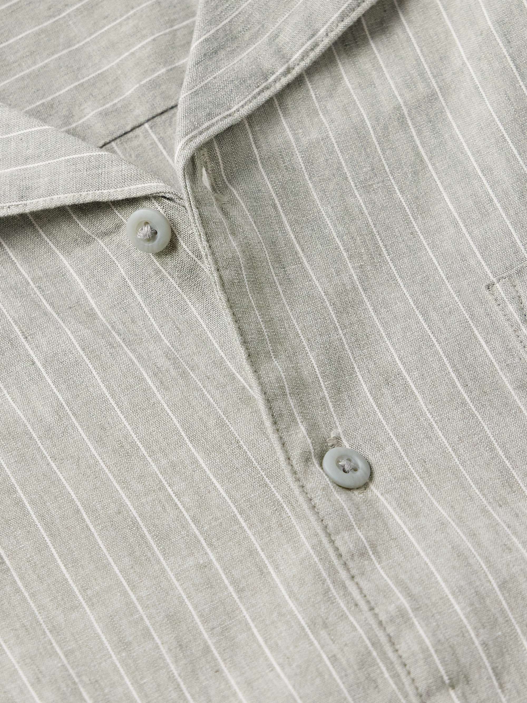 Vacation Camp-Collar Striped Linen-Blend Shirt view