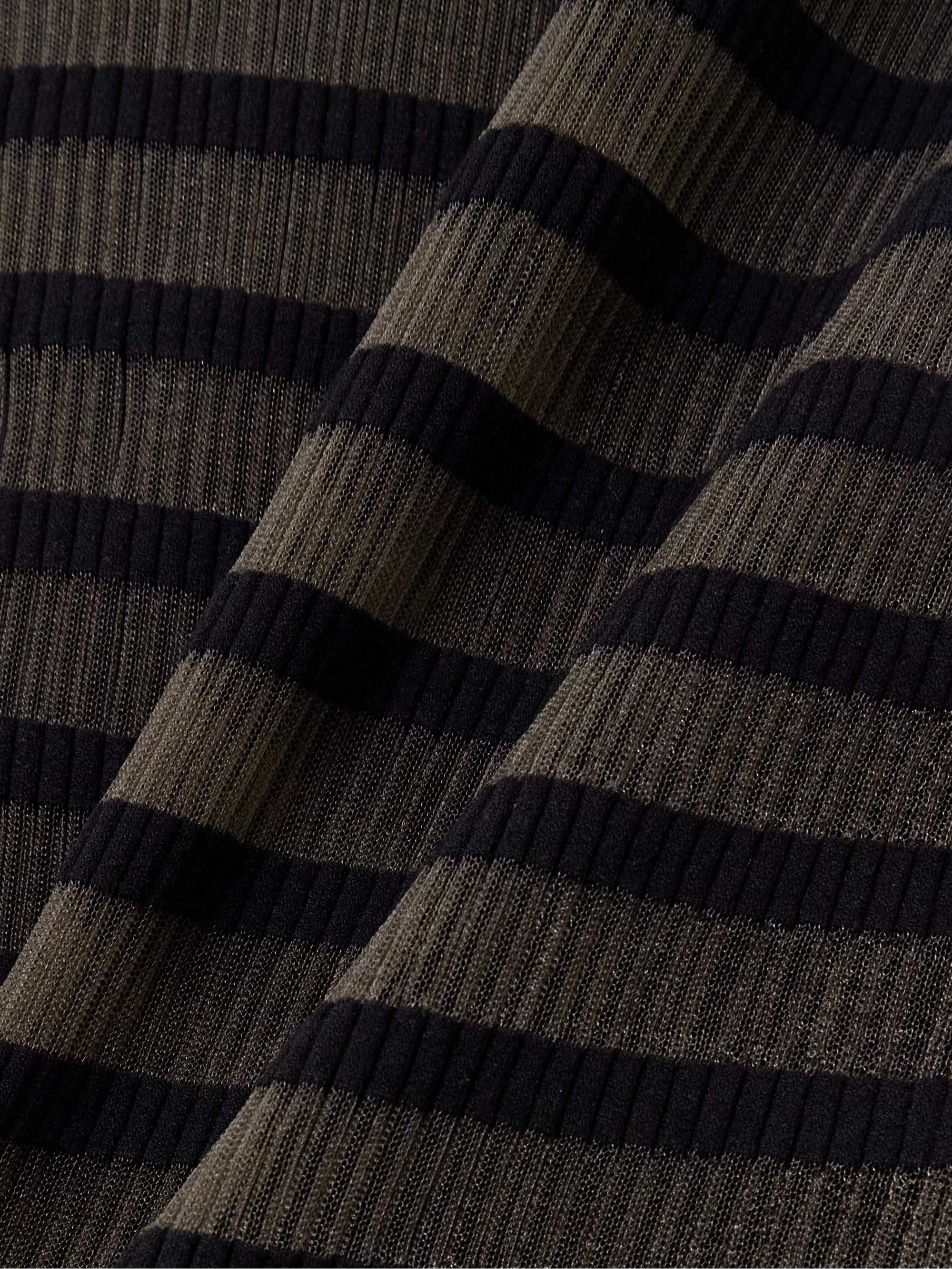Layered striped ribbed mesh maxi dress view