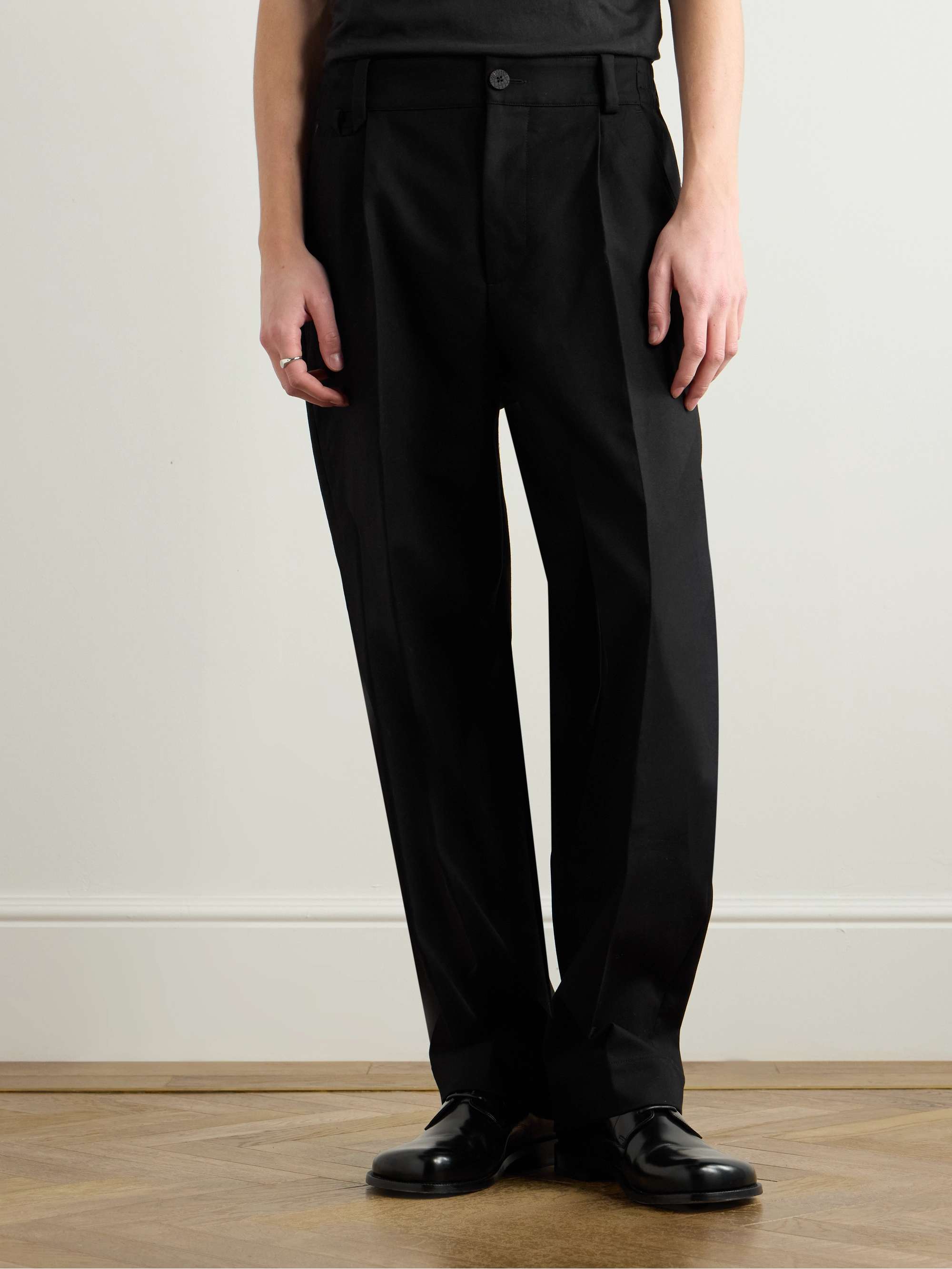 Croisière Tapered Pleated Cotton Trousers view