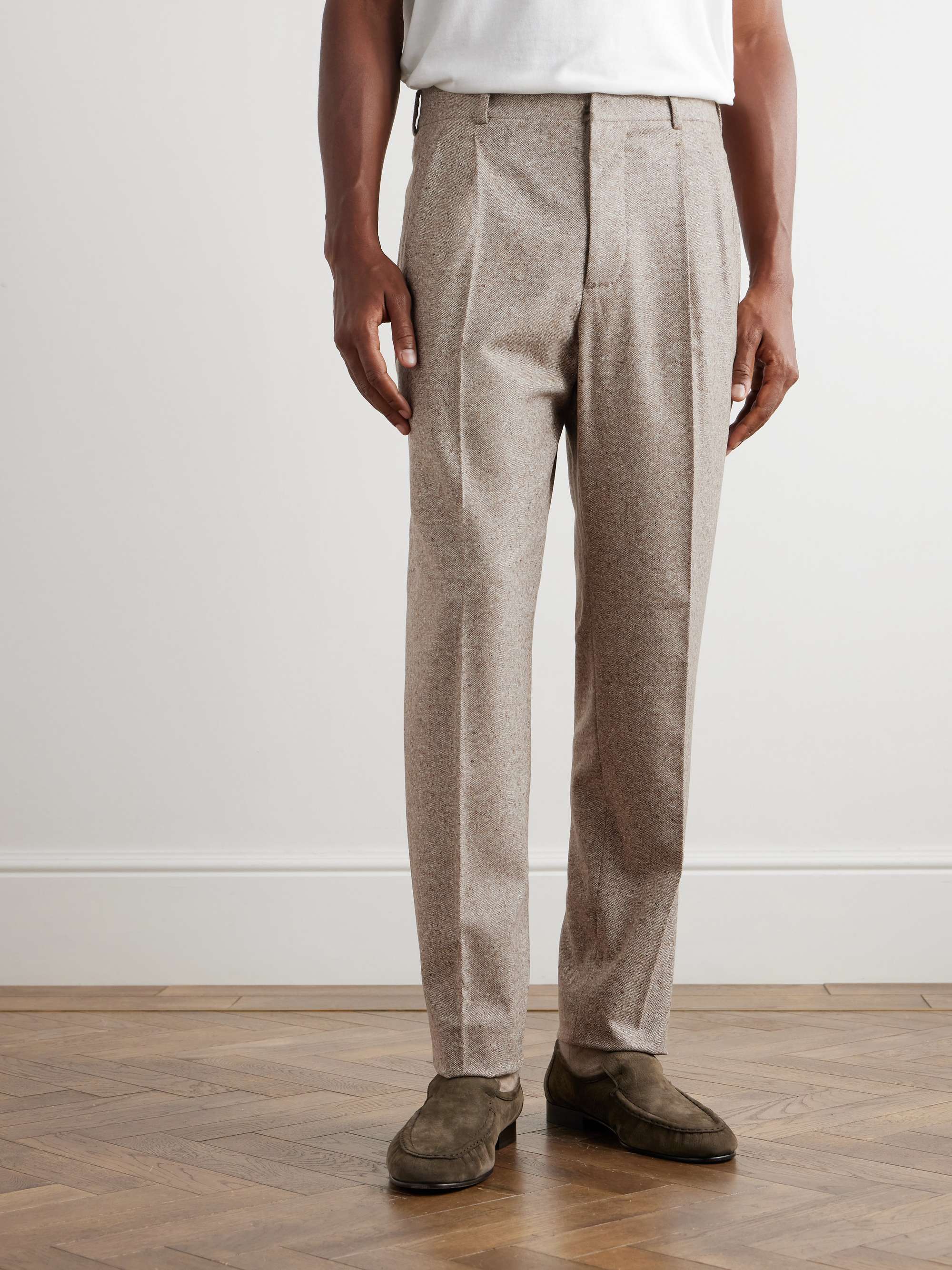 Straight-Leg Wool and Cashmere-Blend Suit Trousers view