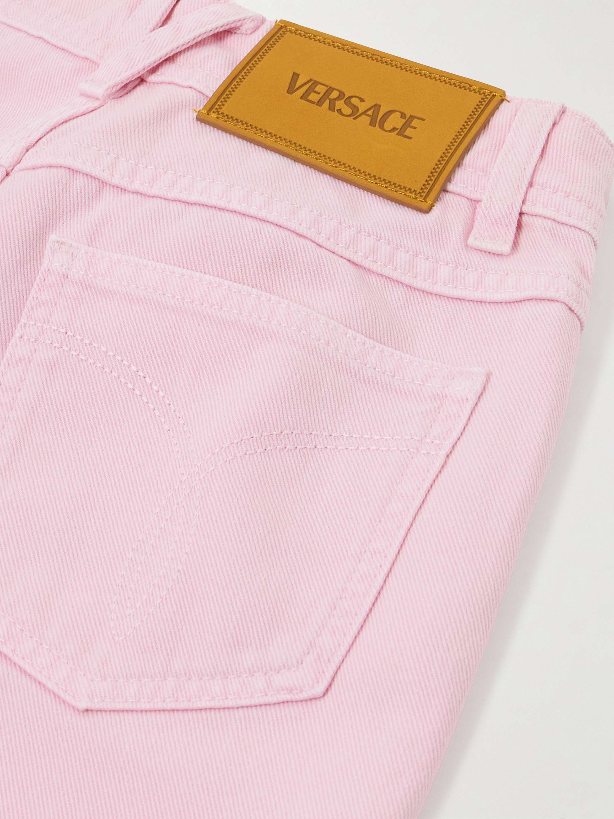 Distressed embellished mid-rise straight-leg jeans view