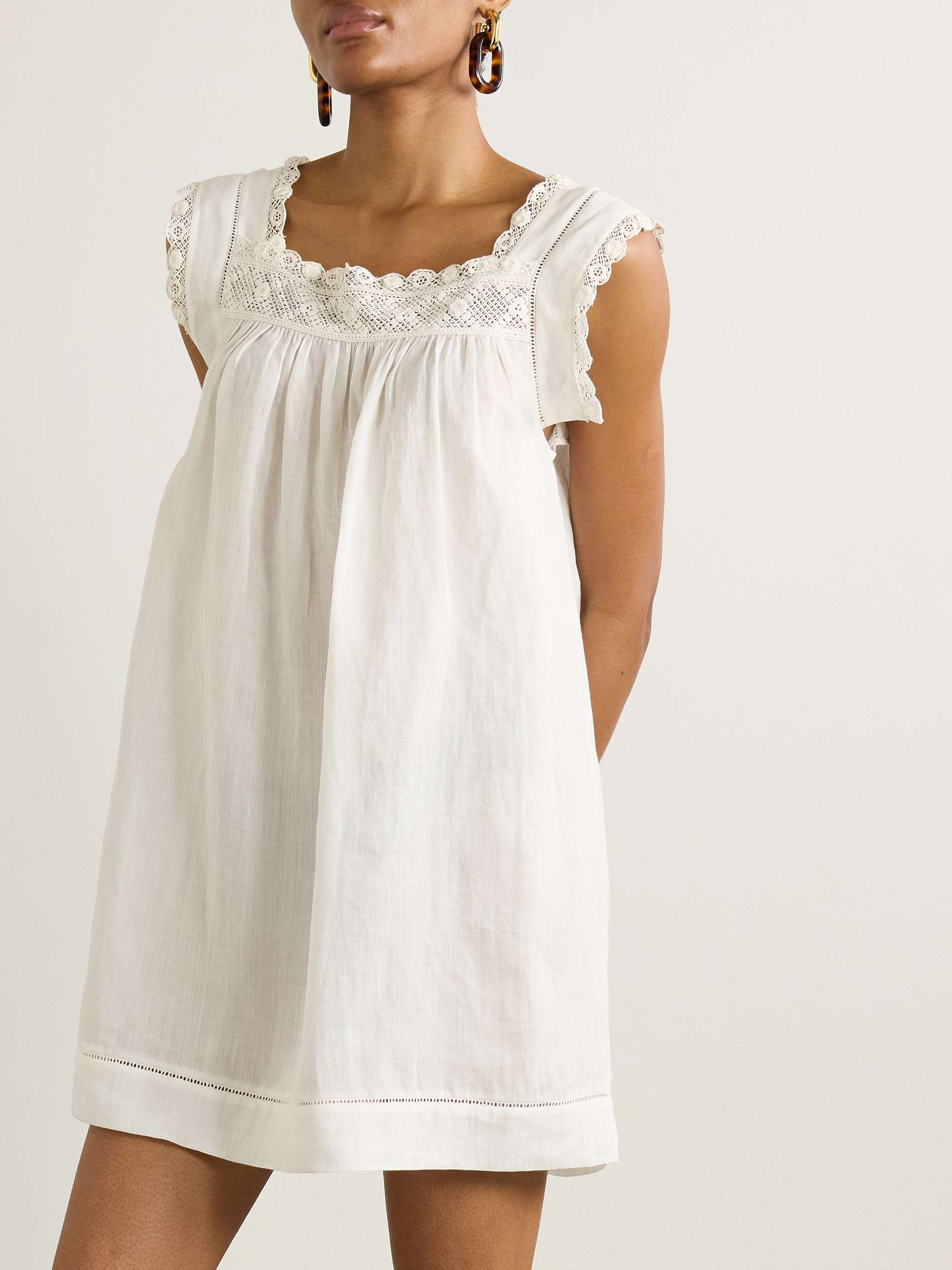 Almadia crochet-trimmed ramie mini dress view