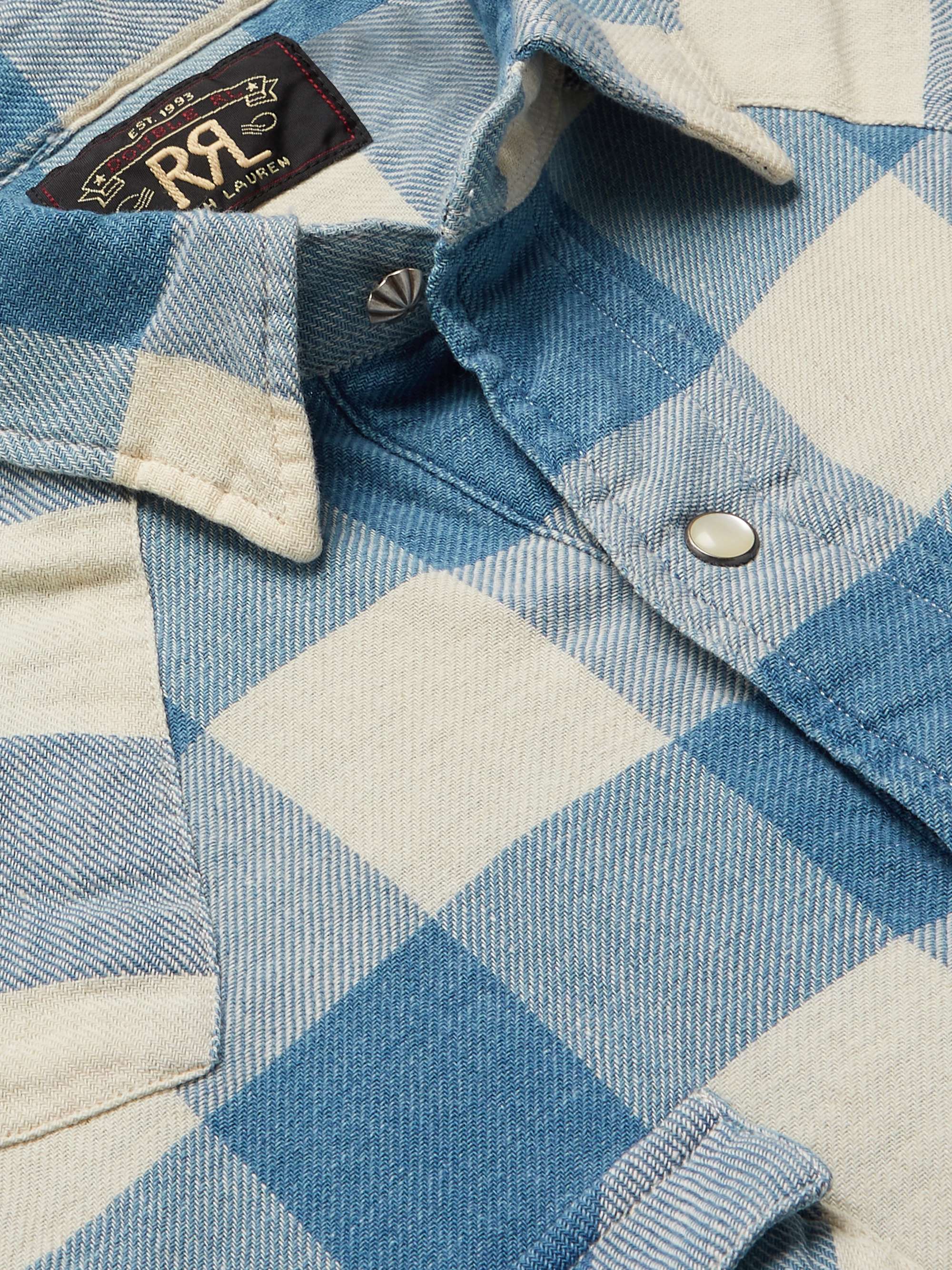 Buffalo-Checked Cotton and Linen-Blend Flannel Shirt view