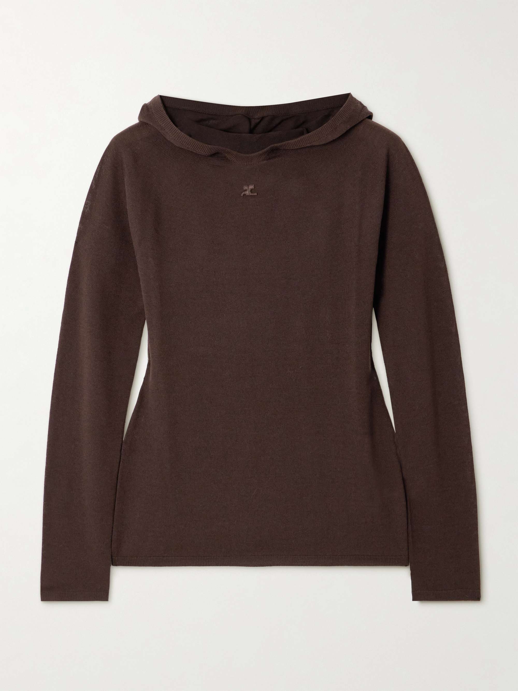 Logo-embroidered wool hoodie view